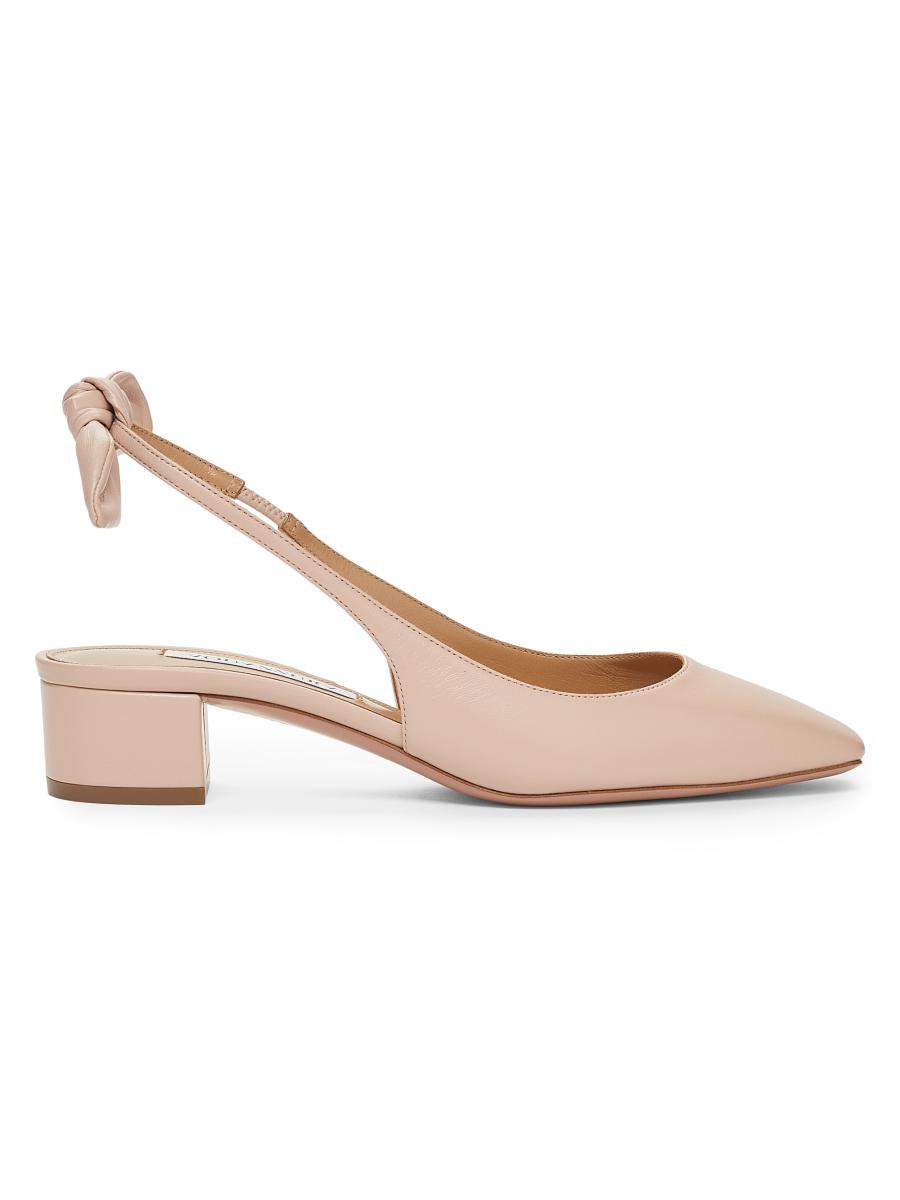Aquazzura Very Bow-Tie Leather Slingback Pumps | Saks Fifth