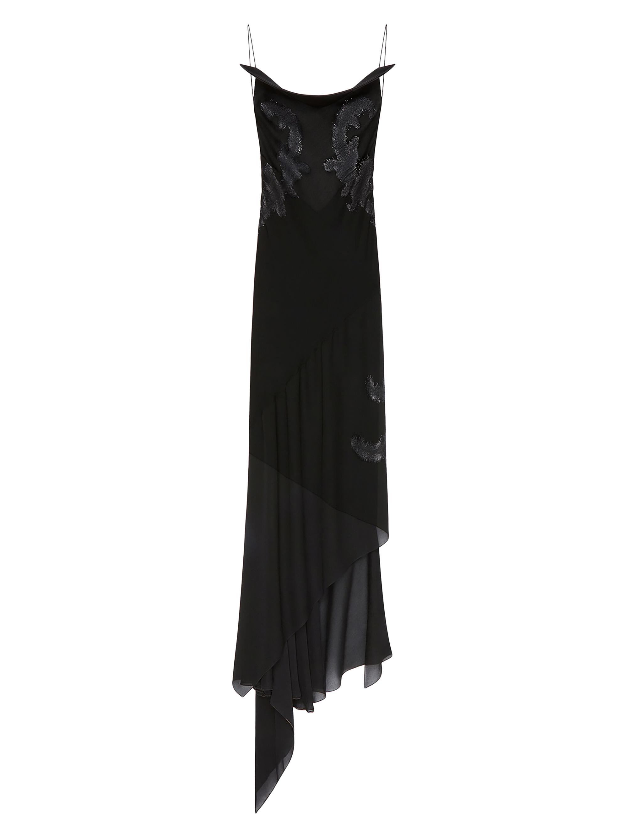 Givenchy Women's Evening Dress in Silk with Lurex Cut Thread Embroidery - Black