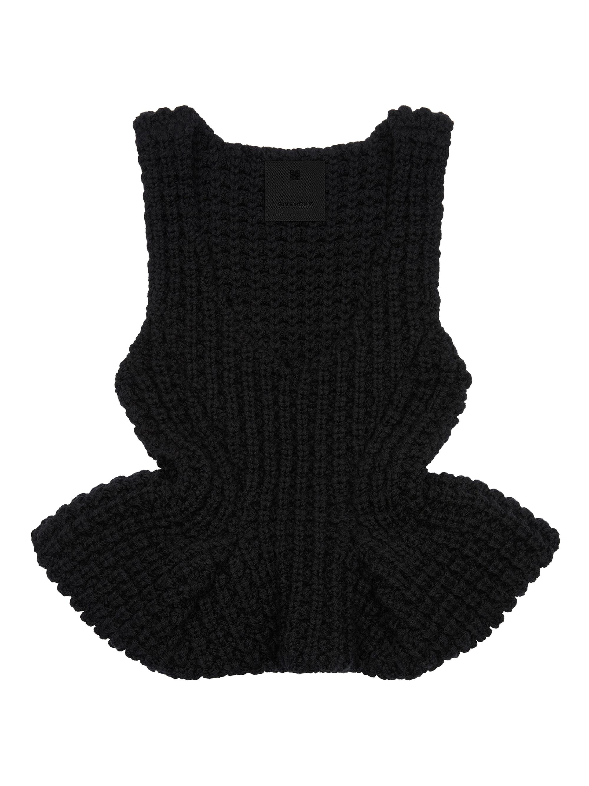 Givenchy Women's Slim Fit Peplum Top in Waffle Wool - Black