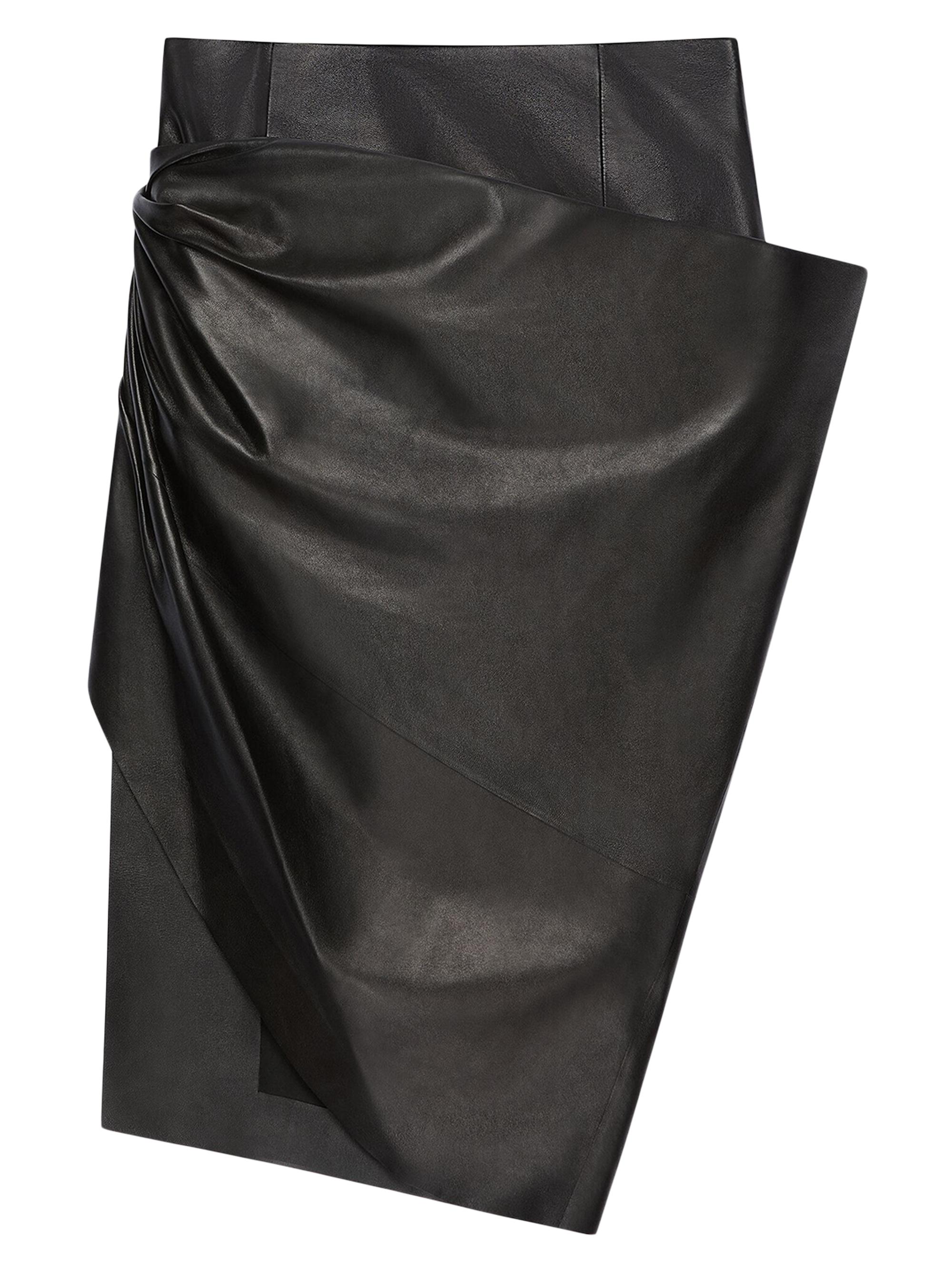 Givenchy Women's Asymmetric Draped Skirt in Leather - Black