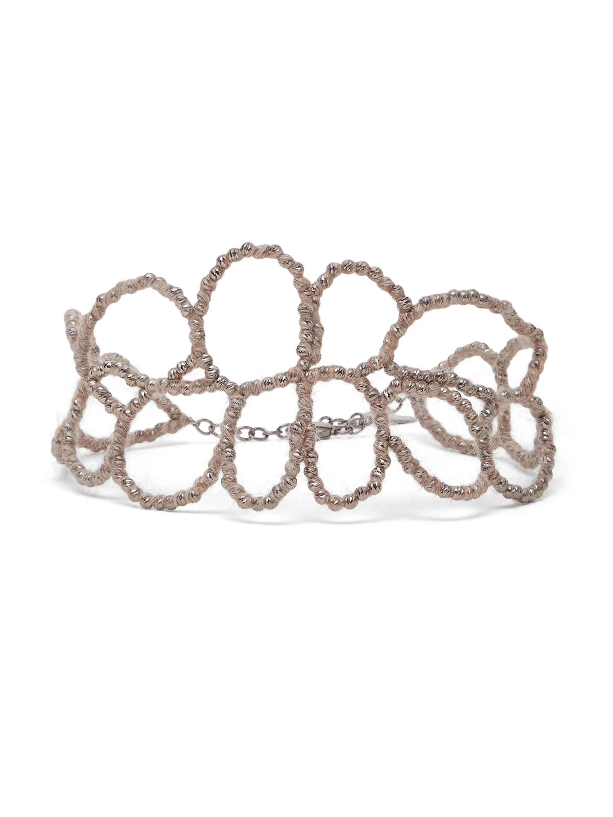 Brunello Cucinelli Women's Ramage Choker in Sterling Silver and Mohair - Beige