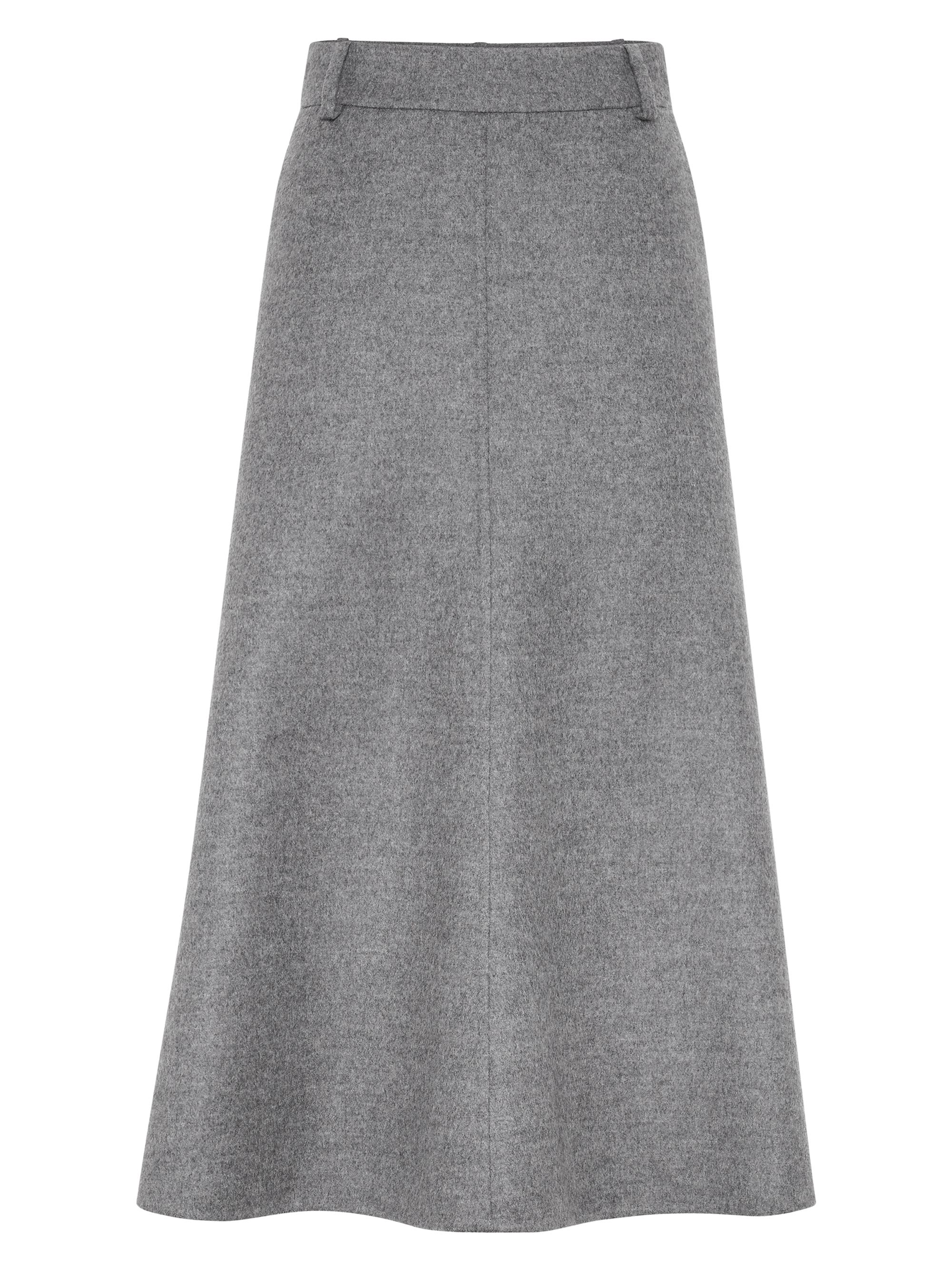 Brunello Cucinelli Women's Virgin Wool Double Cloth Flute Skirt - Medium Grey