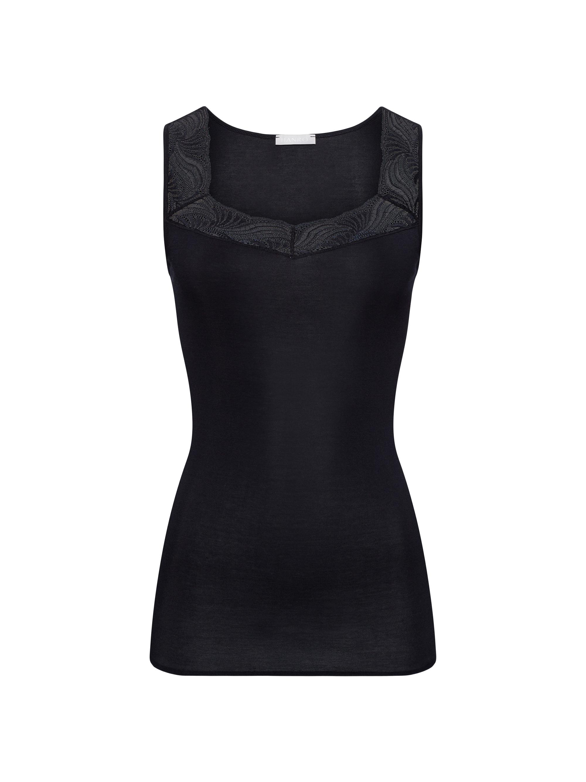 Hanro Women's Cotton Delight Lace-Trim Tank - Black