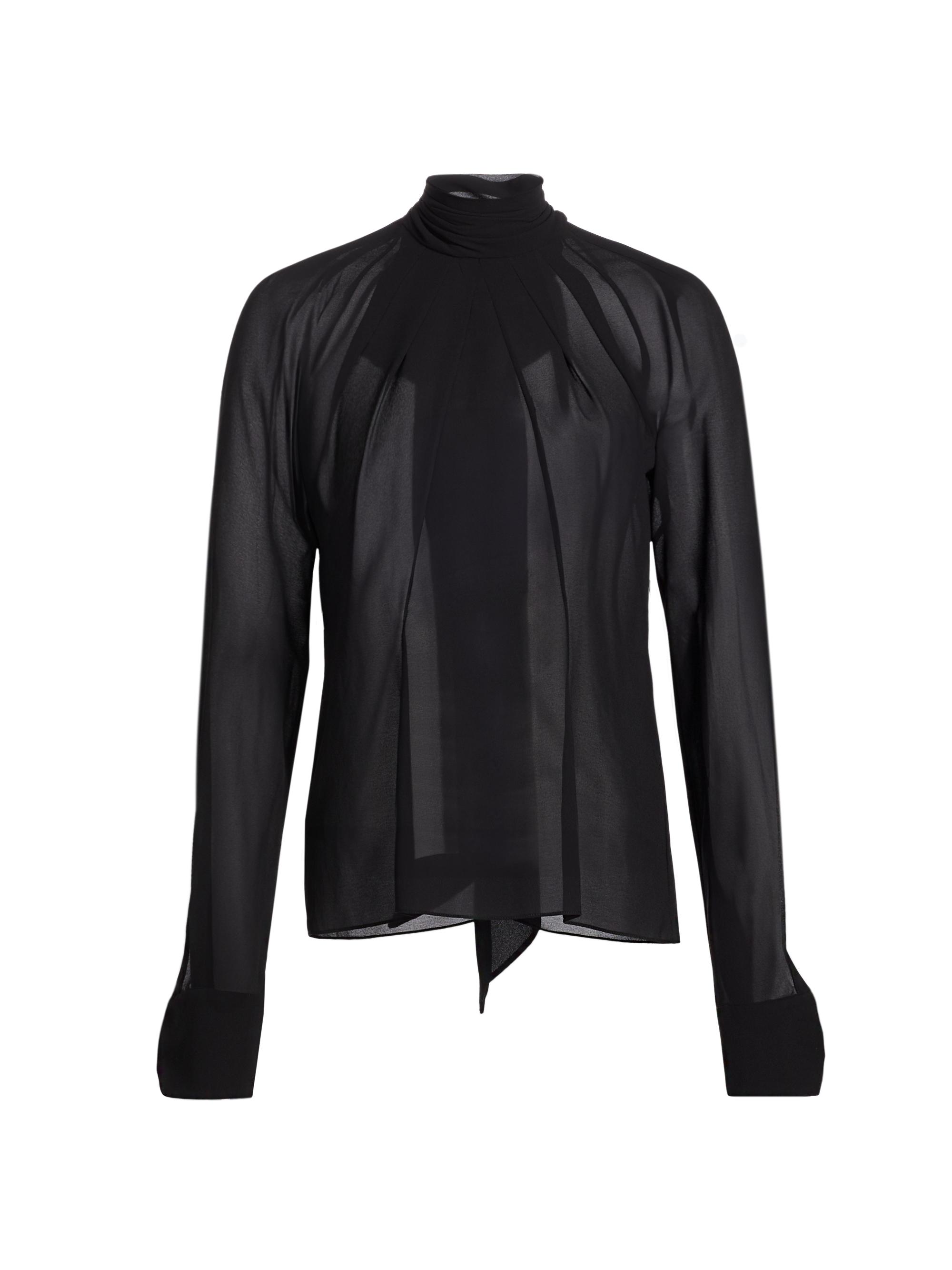 16Arlington Women's Lyca Sheer Chiffon Long-Sleeve Blouse - Nero