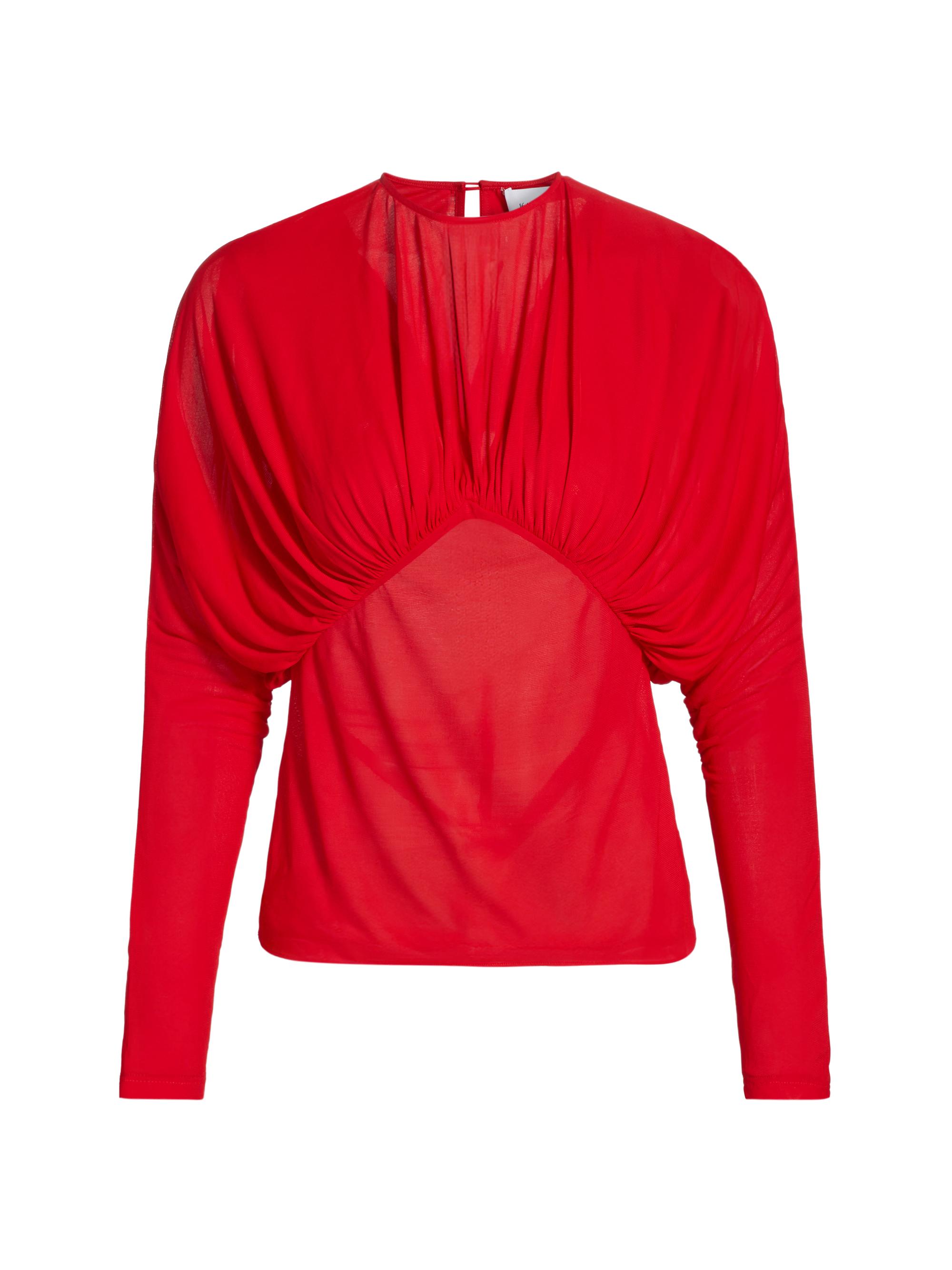 16Arlington Women's Anve Gathered Long-Sleeve Top - Rosso