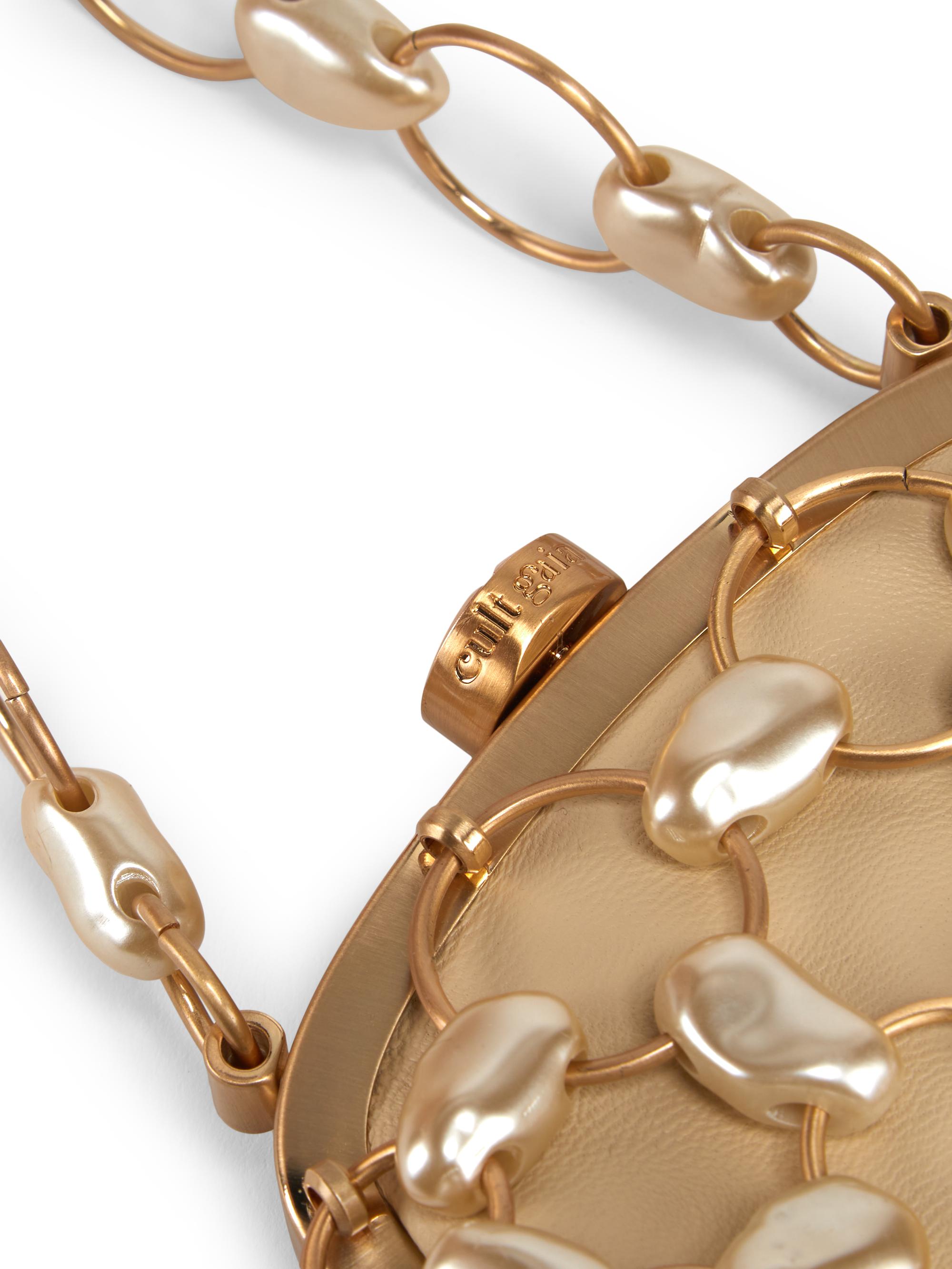 Cult Gaia Brielle Imitation Pearl-Embellished Leather Wristlet