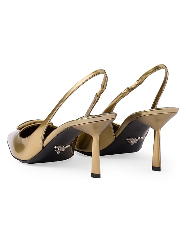 Shop Prada Metallic Leather Slingback Pumps | Saks Fifth Avenue Shop Prada Metallic Leather Slingback Pumps | Saks Fifth Avenue