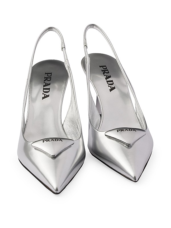 Shop Prada Metallic Leather Slingback Pumps | Saks Fifth Avenue Shop Prada Metallic Leather Slingback Pumps | Saks Fifth Avenue