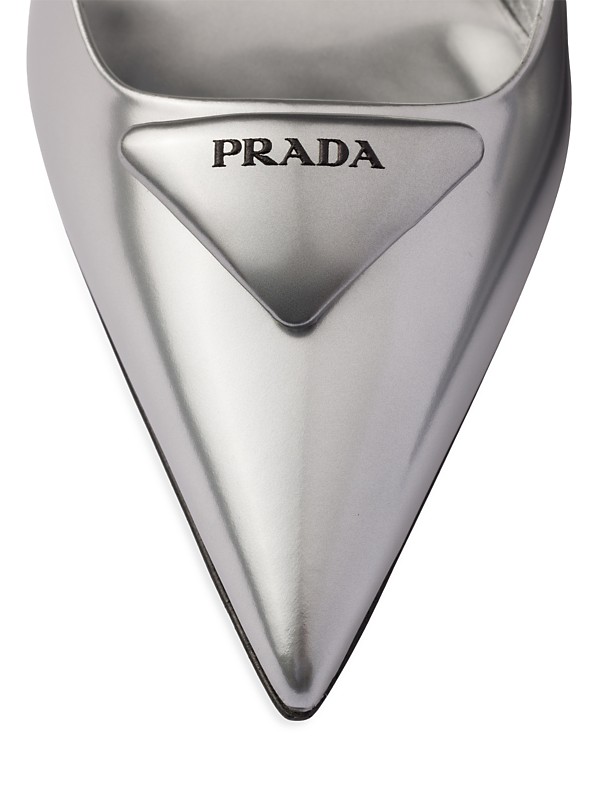 Shop Prada Metallic Leather Slingback Pumps | Saks Fifth Avenue Shop Prada Metallic Leather Slingback Pumps | Saks Fifth Avenue