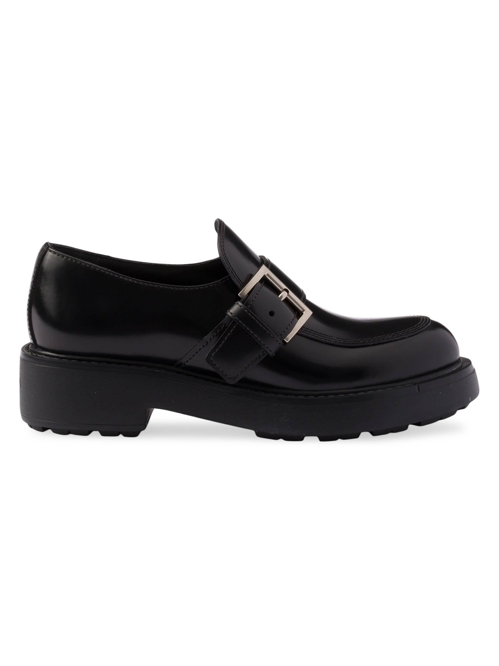 Prada Women's Brushed Leather Loafers - Black