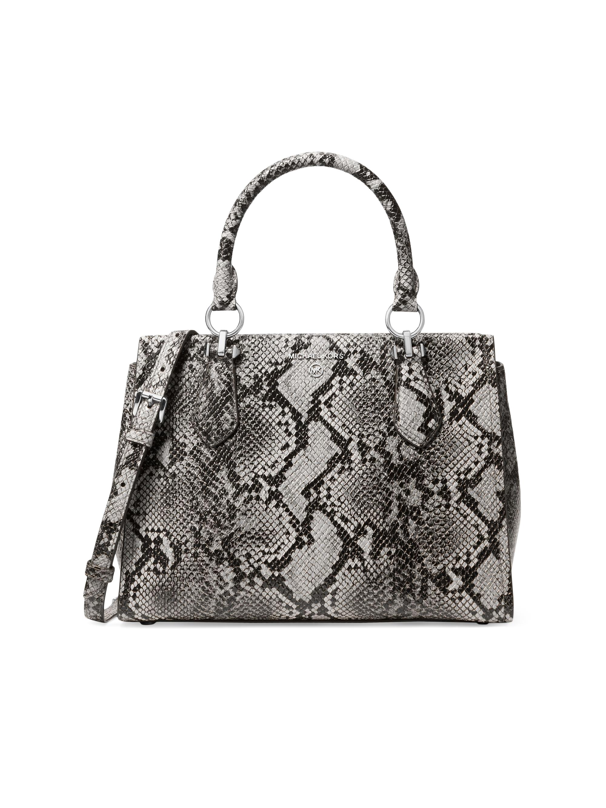 MICHAEL Michael Kors Women's  Marilyn Snake Leather Satchel - Quarry Grey