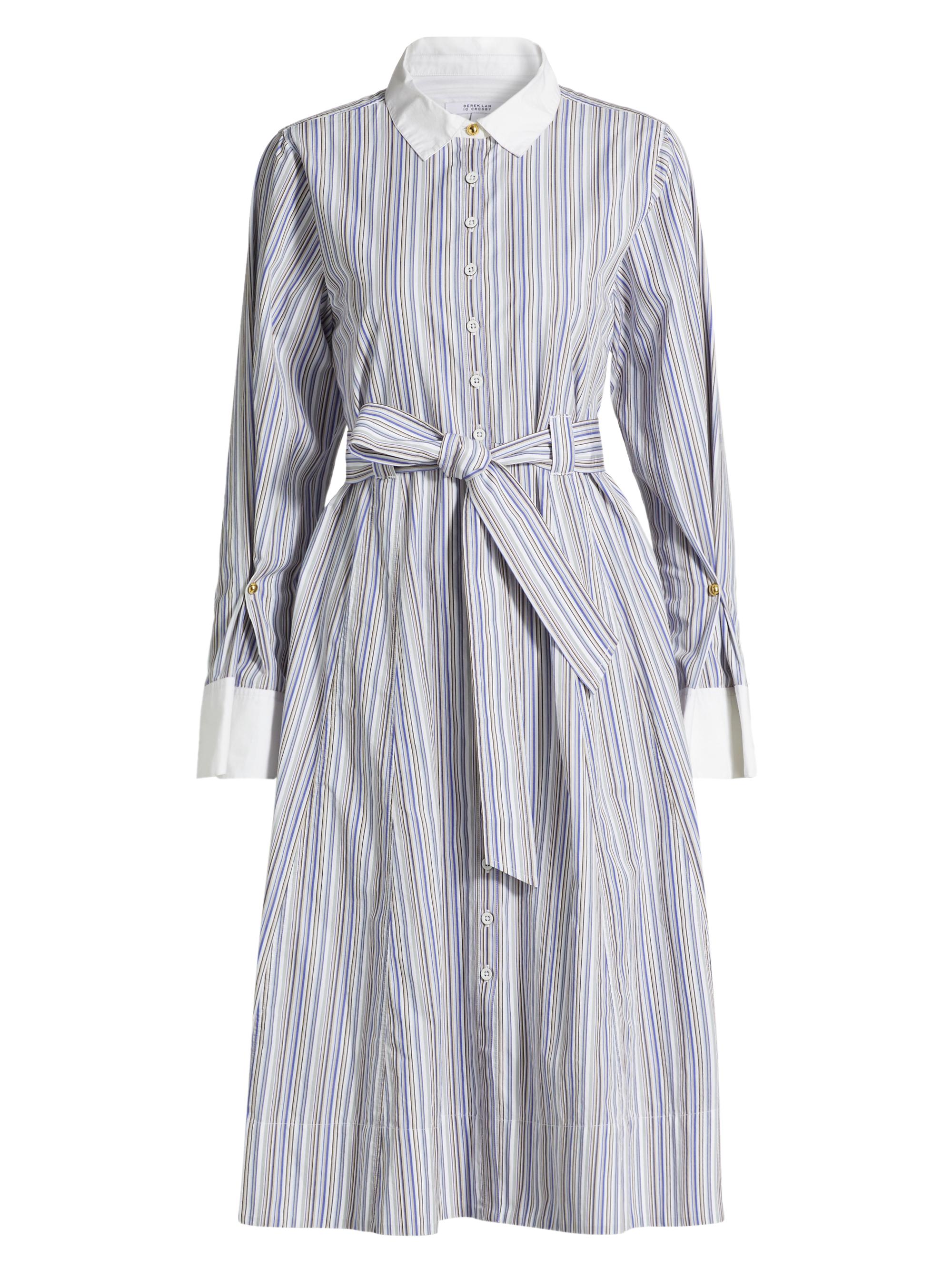 Derek Lam 10 Crosby Women's Alana Striped Cotton Long-Sleeve Shirtdress - Seine Blue Multi