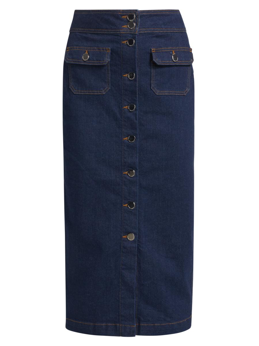【WONDER WONDER】Ribbon String Belt Denim Flare Midi Skirt Denim Midi Skirt – Allegra K