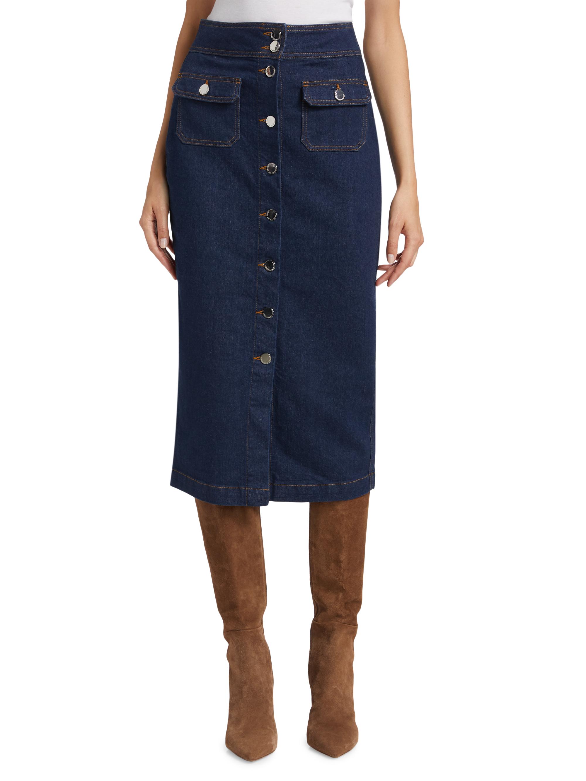 Derek Lam 10 Crosby Jewel Denim Button-Up Midi-Skirt | Saks Fifth