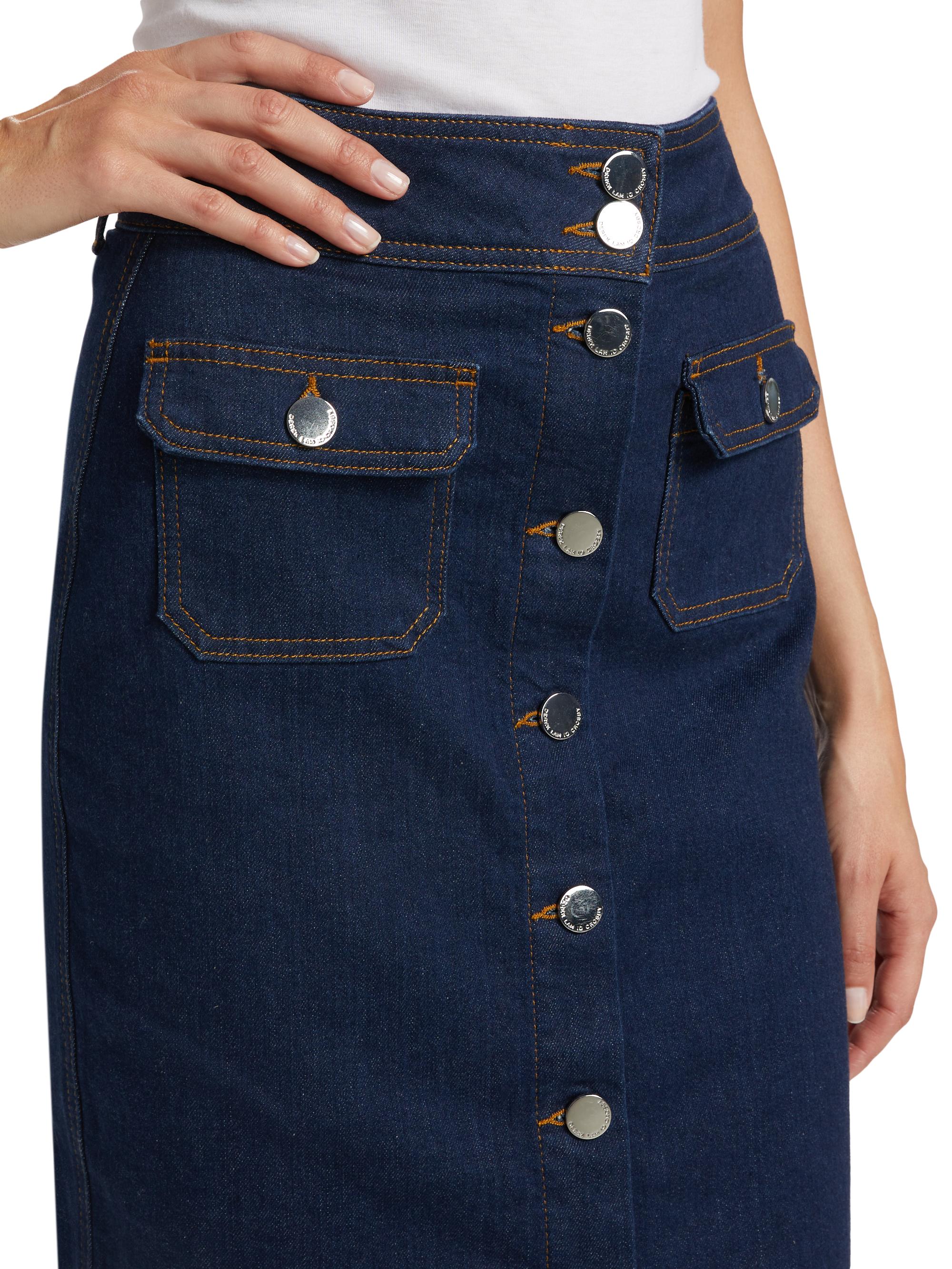 Derek Lam 10 Crosby Jewel Denim Button-Up Midi-Skirt | Saks Fifth