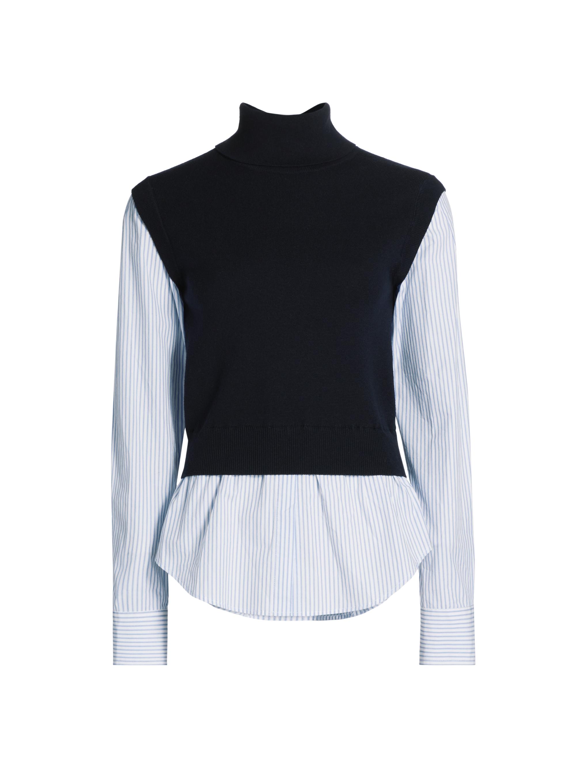 Derek Lam 10 Crosby Women's Aissa Layered Button-Up Shirt - Midnight Stripe