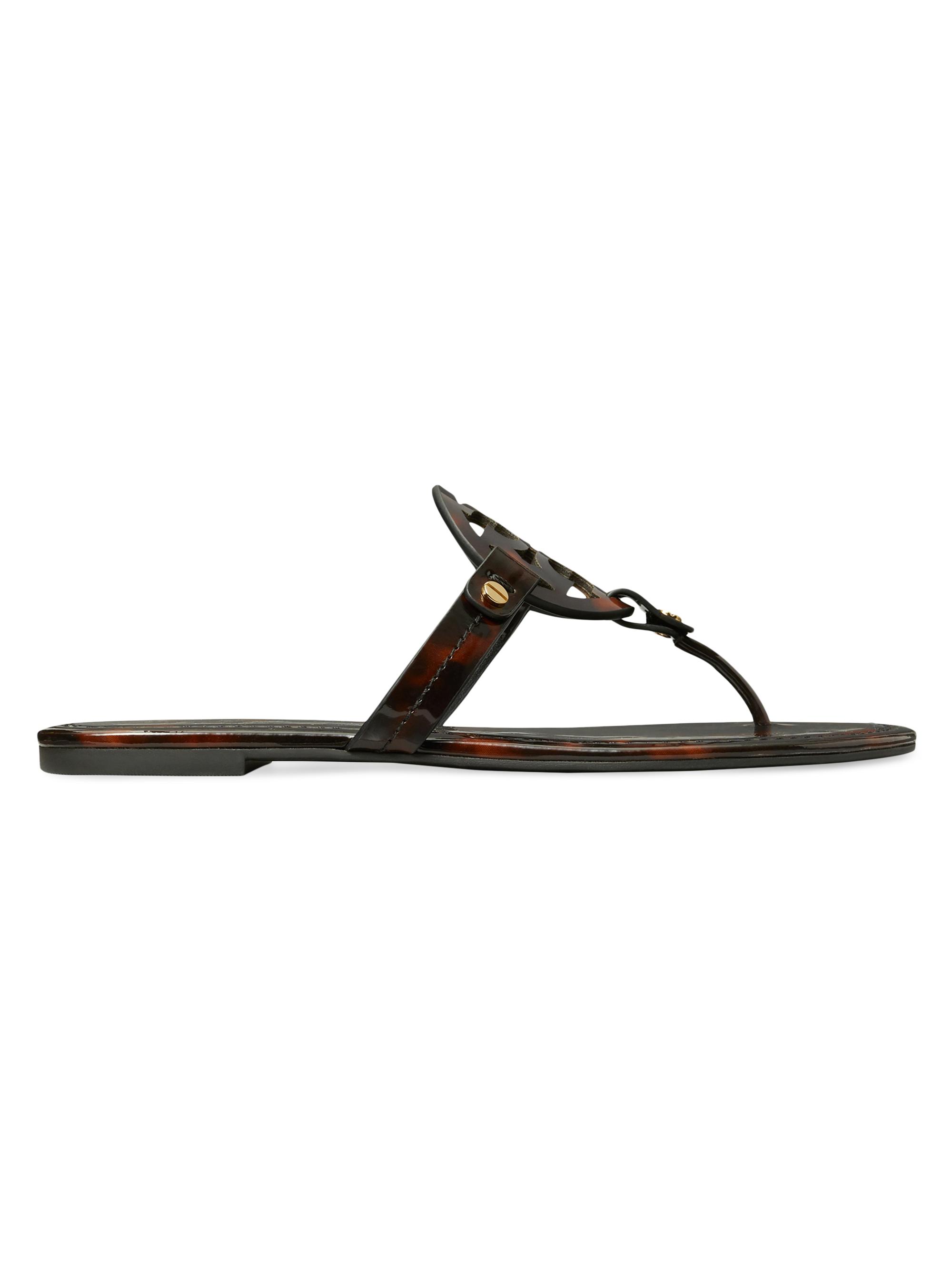 Tory Burch Women's Miller Patent Leather Sandals - Tortoise