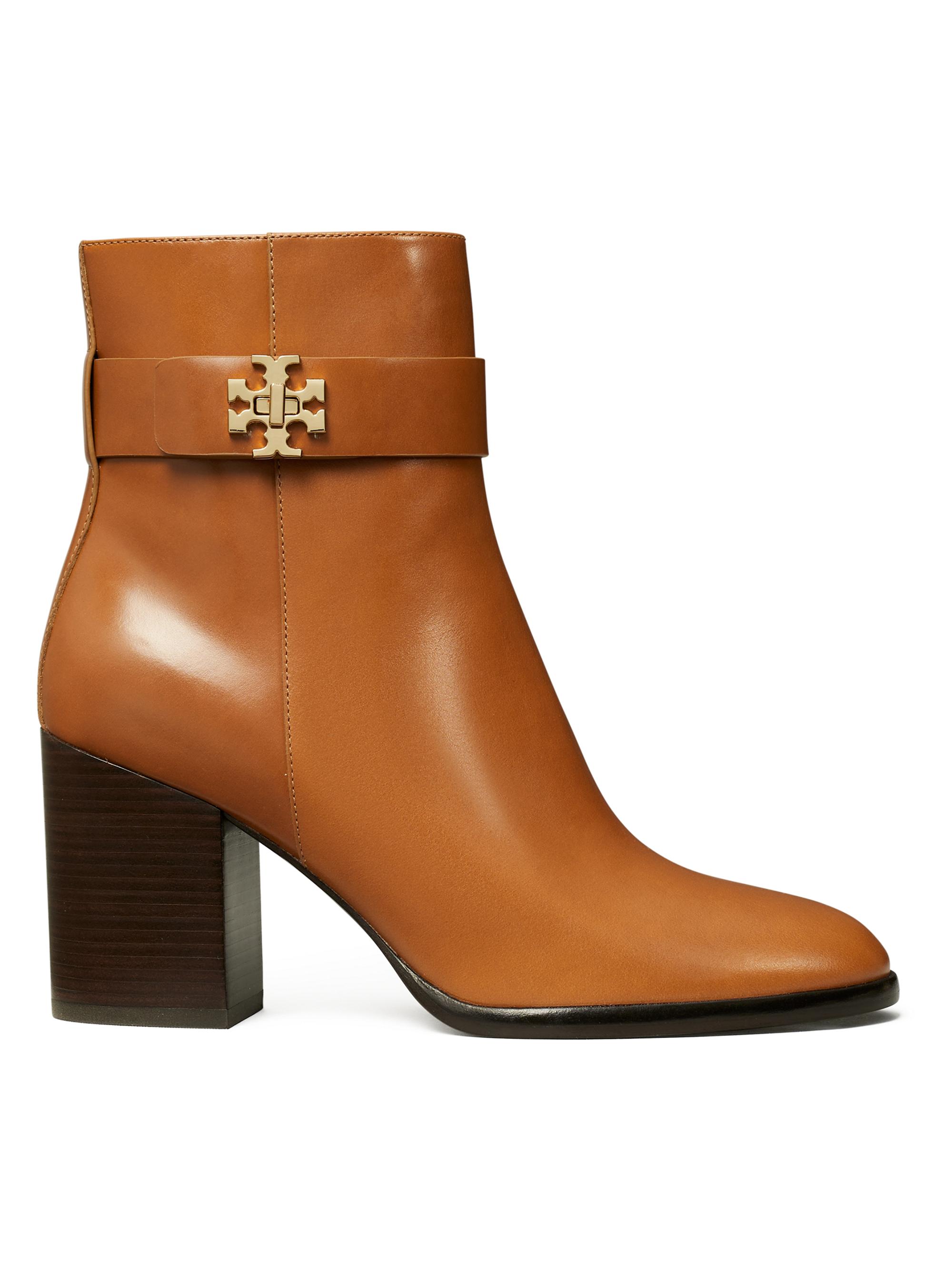 Tory Burch Women's T-Lock 80MM Leather Ankle Boots - Sierra Cognac