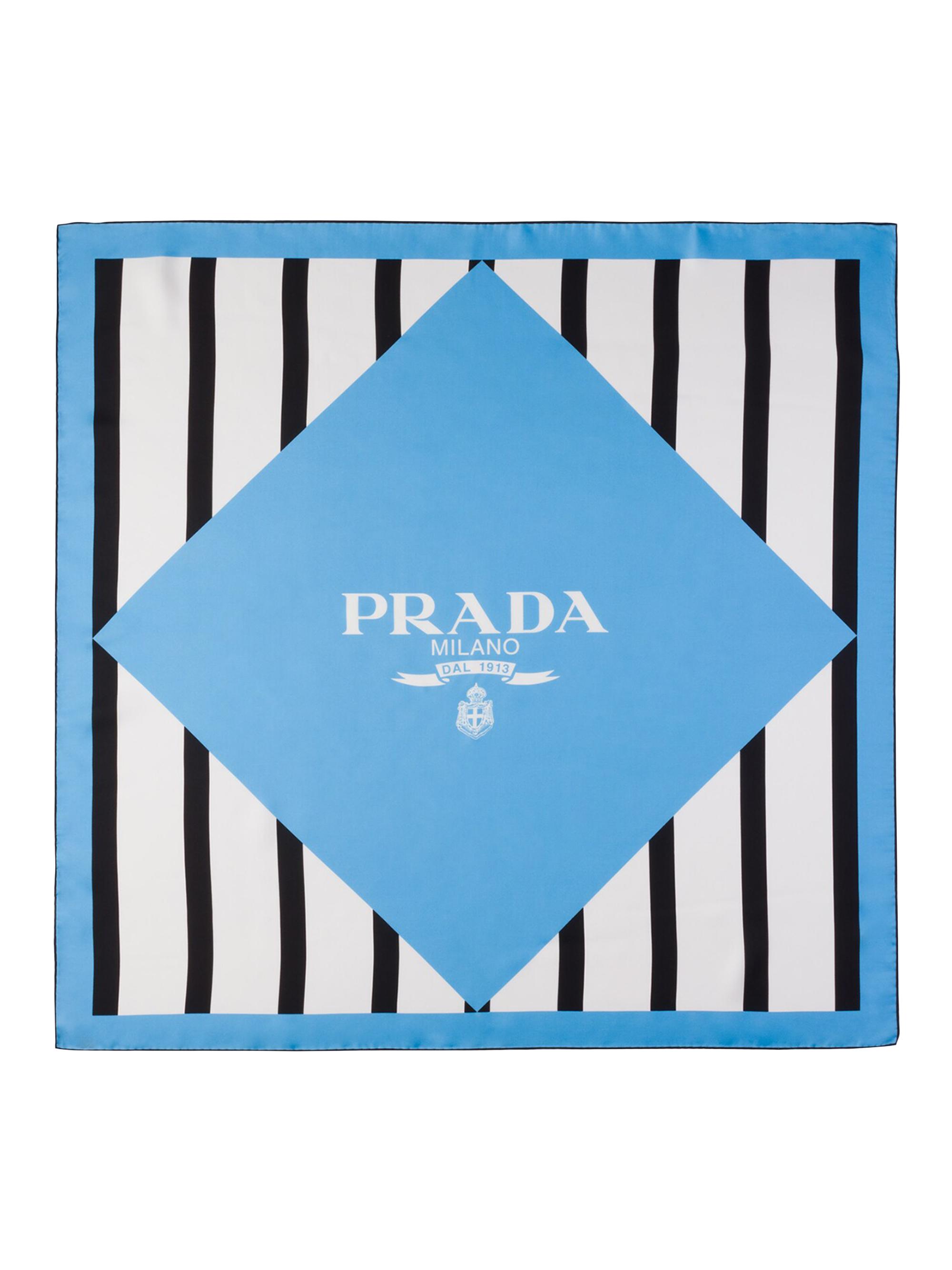 Prada Women's Printed Silk Twill 90CM Square Scarf - Blue
