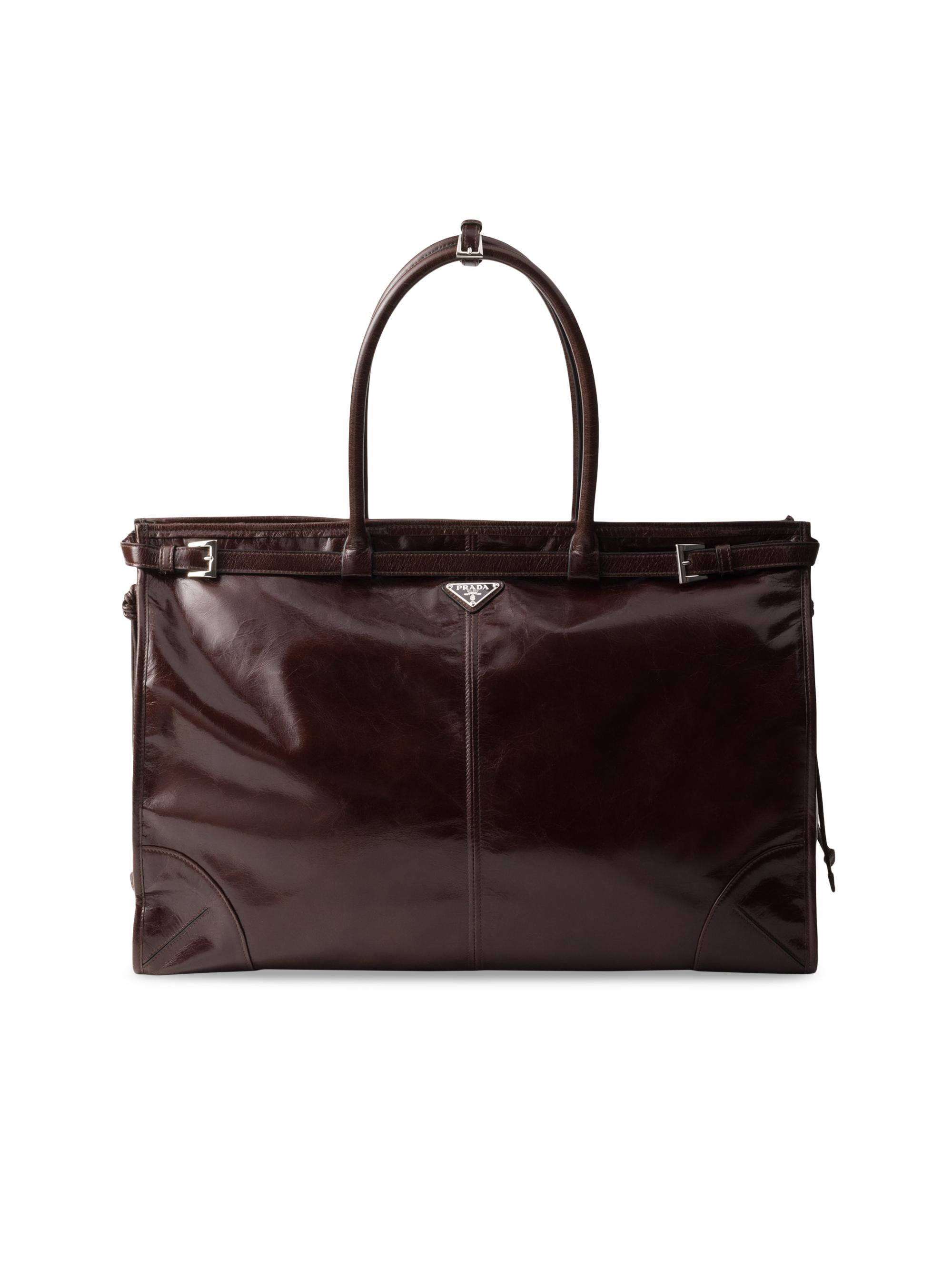 Prada Men's Leather Tote Bag - Dark Brown