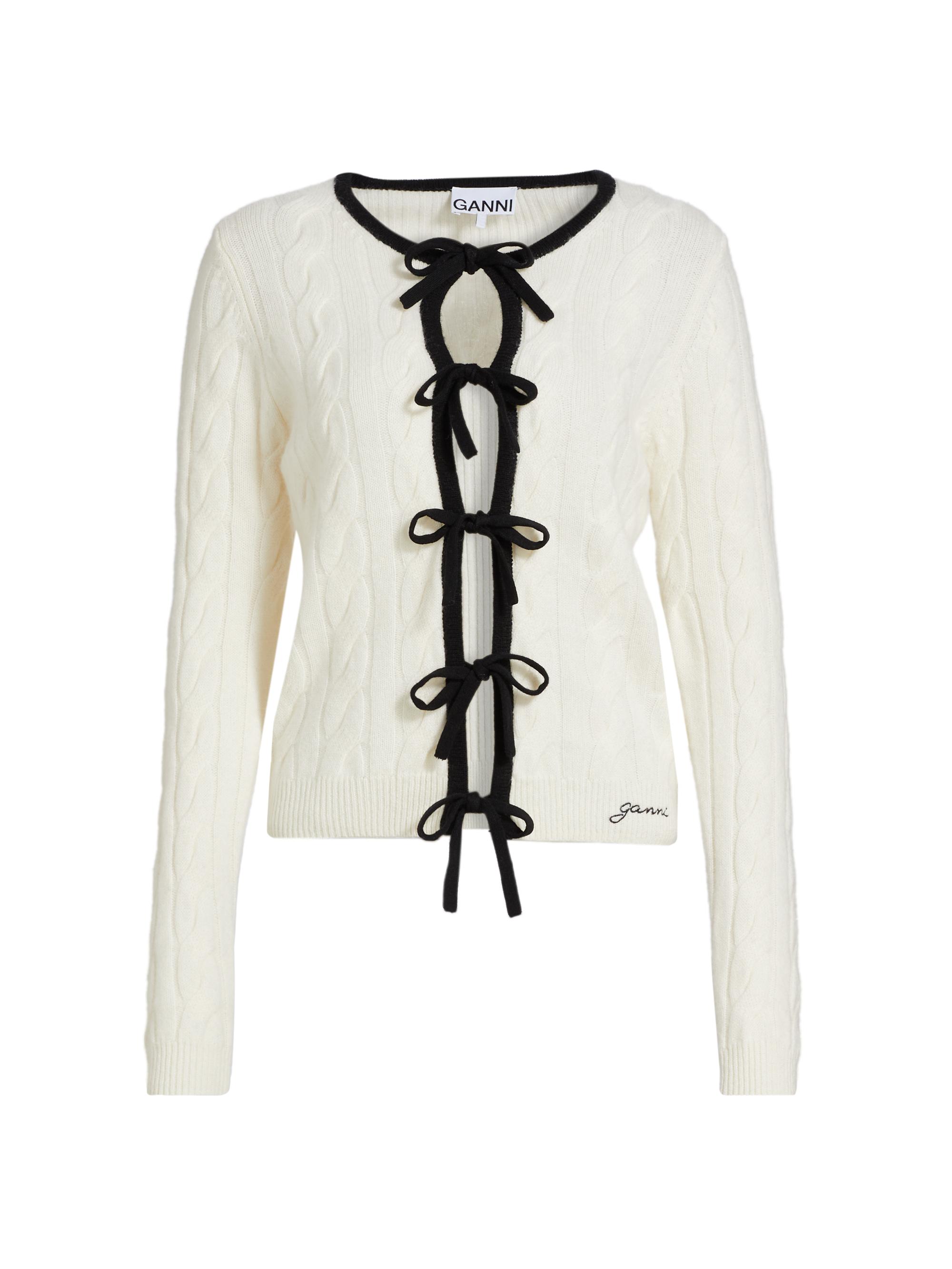 Ganni Women's Wool & Cashmere Cabled Cardigan - Egret