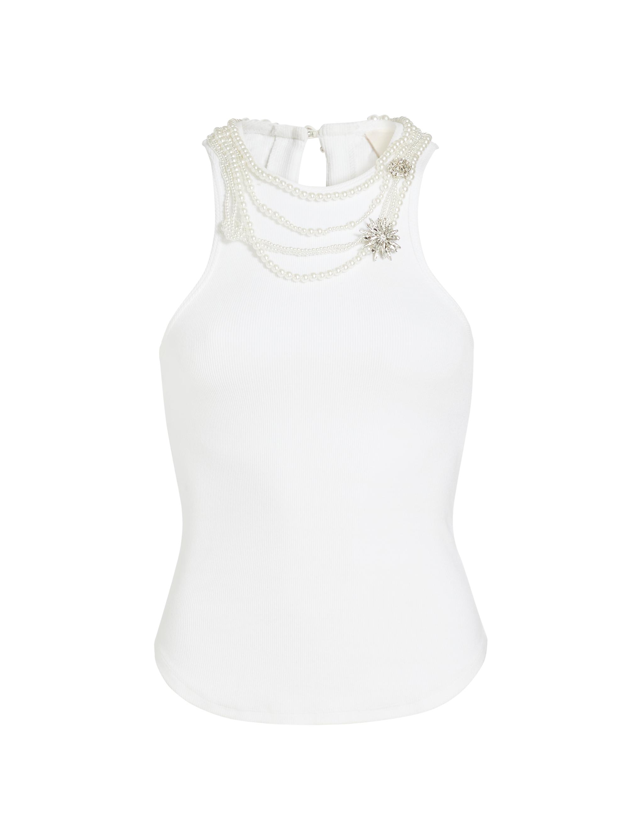 CINQ A SEPT Women's Lizzie Necklace-Embellished Tank - White