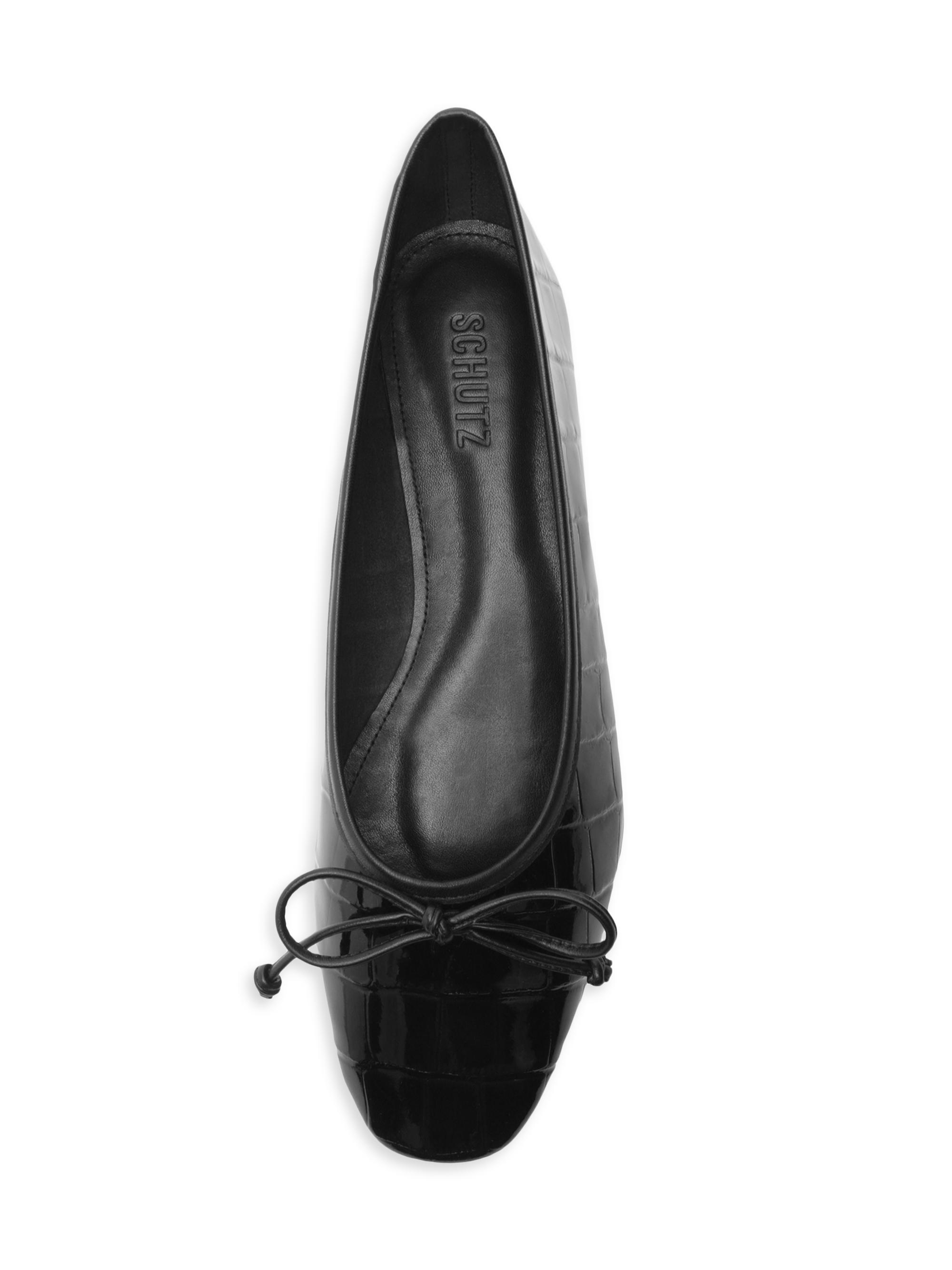 Schutz Arissa Crocodile-Embossed Patent Leather Flats Saks Fifth
