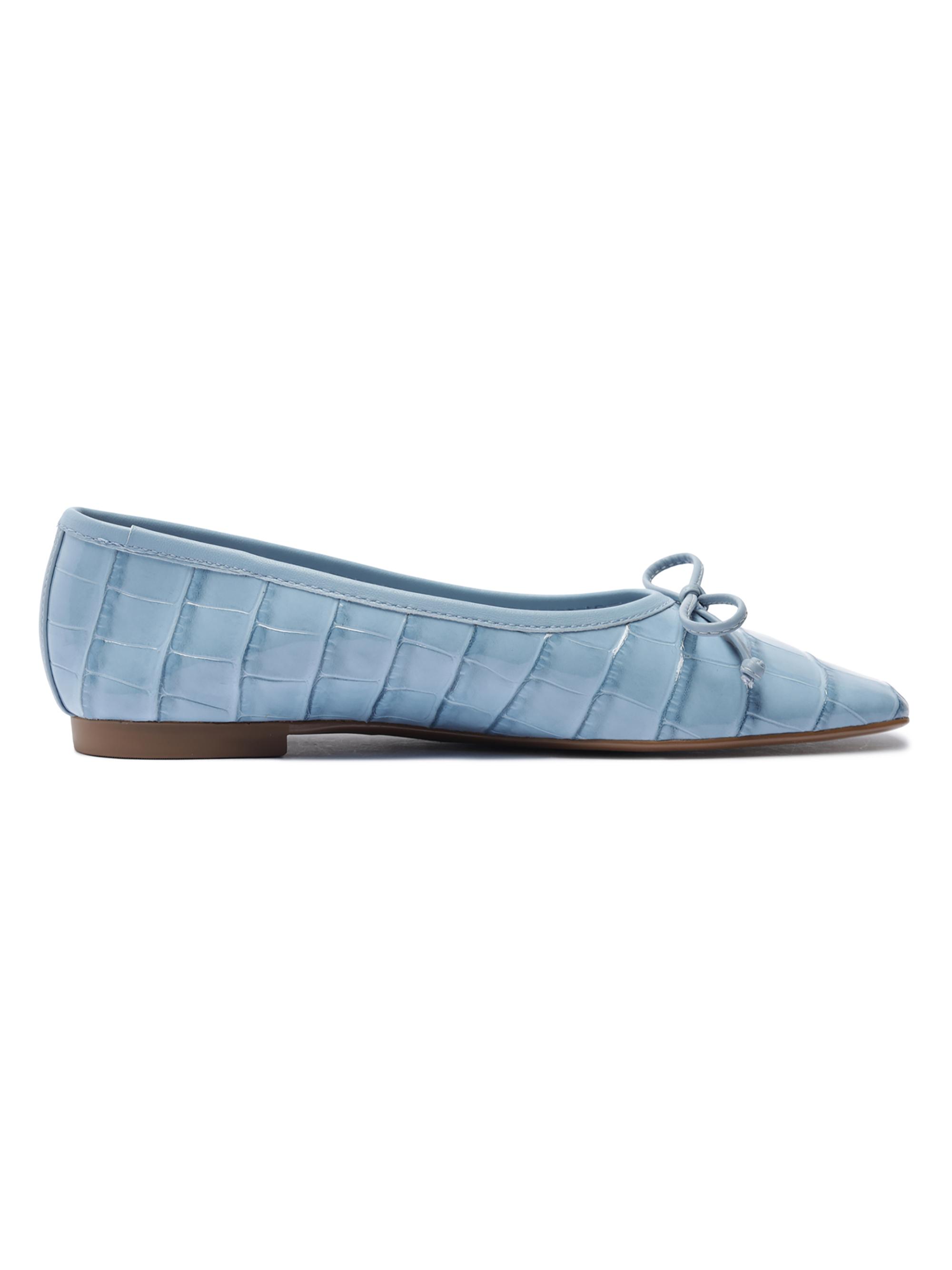 Schutz Women's Arissa Crocodile-Embossed Leather Flats - Riviera Blue