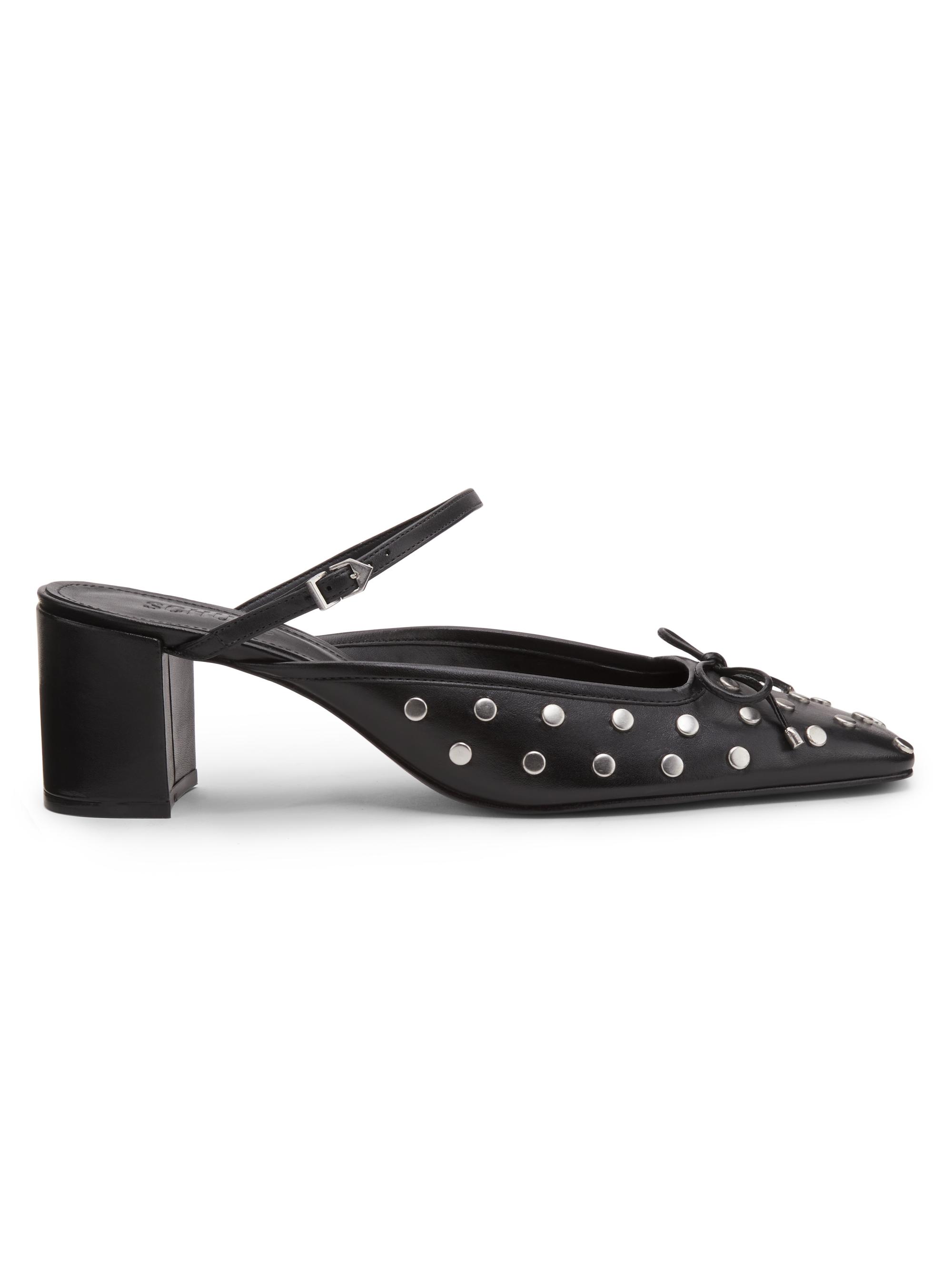 Schutz Women's Arissa 65MM Studded Leather Block-Heel Mules - Black