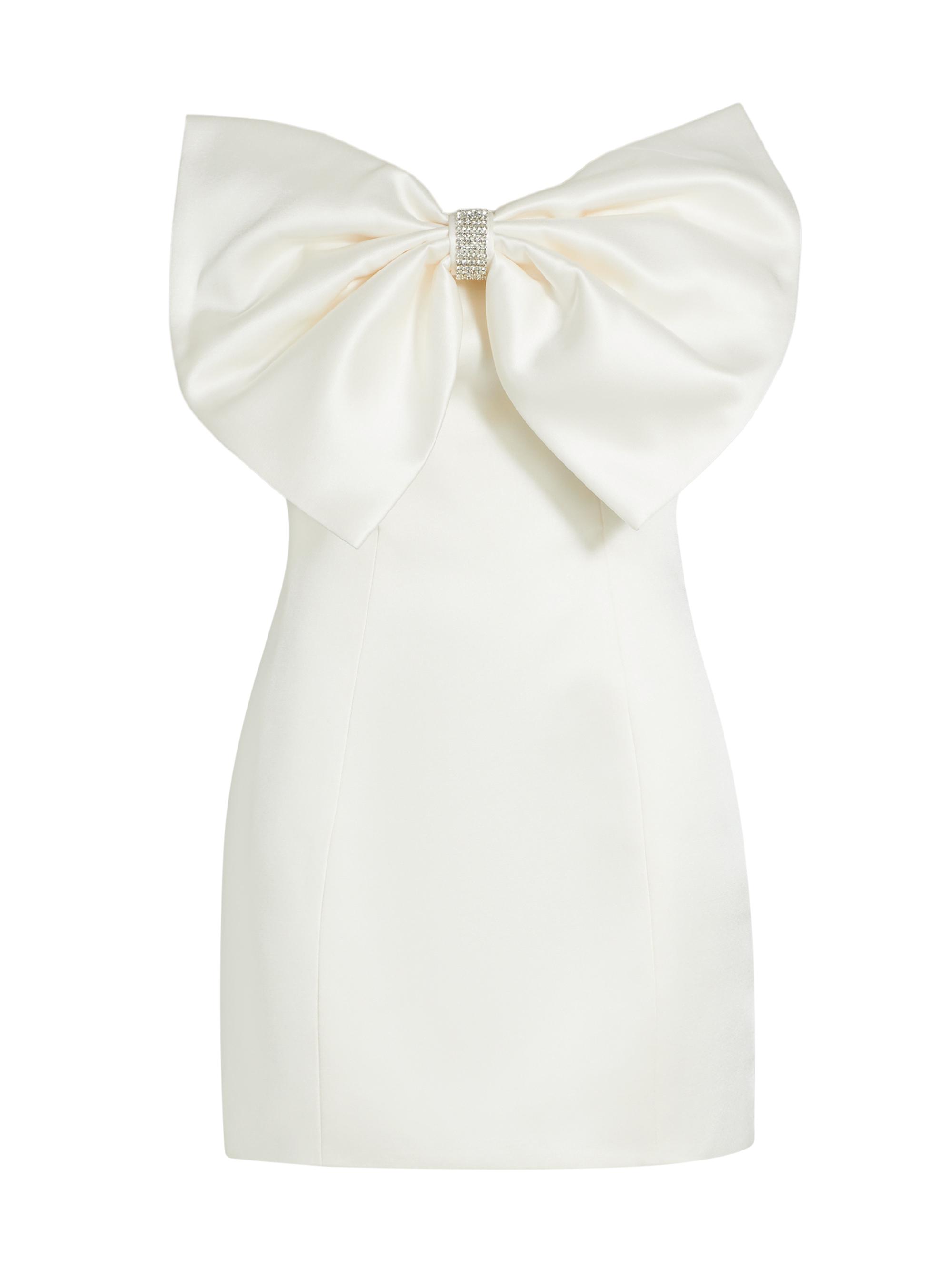 Bronx and Banco Women's Evie Bow Satin Minidress - White