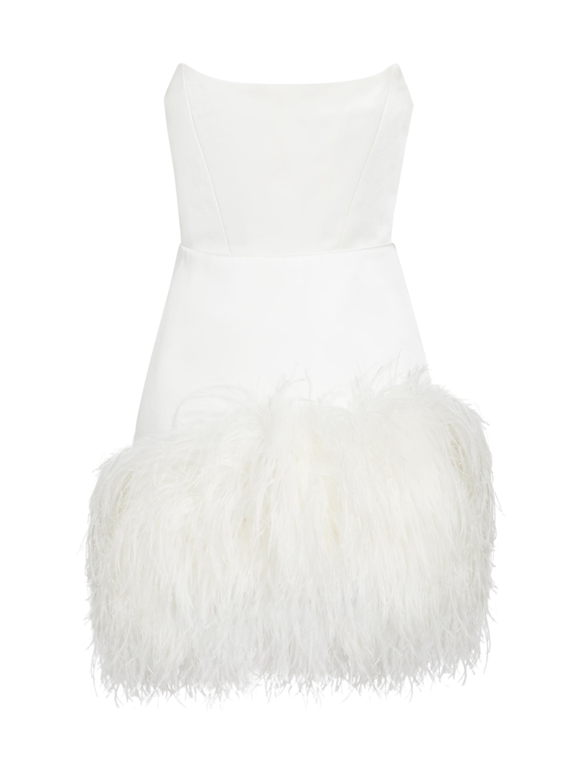Bronx and Banco Women's Fiora Feather-Trimmed Strapless Minidress - White