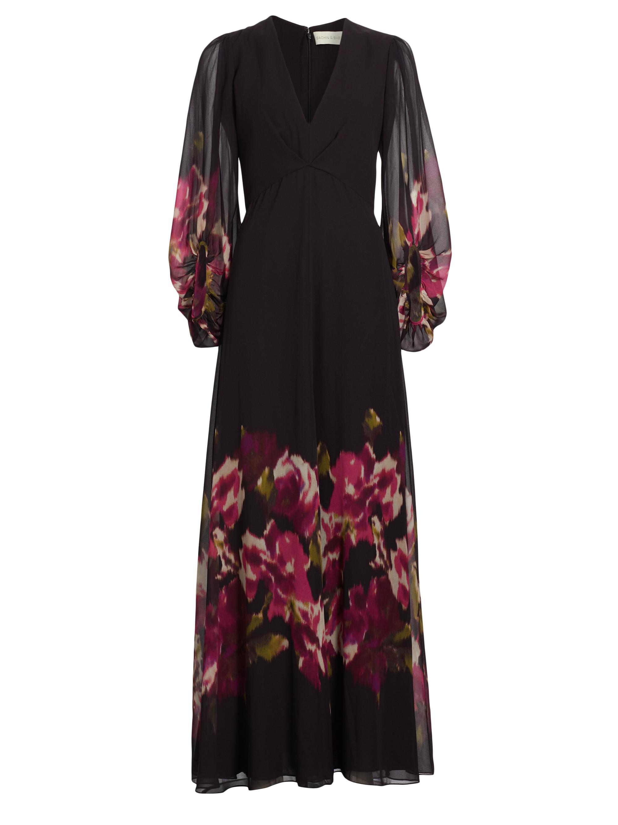 Sachin & Babi Women's Jenny Floral Chiffon Gown - Malbec Blooms