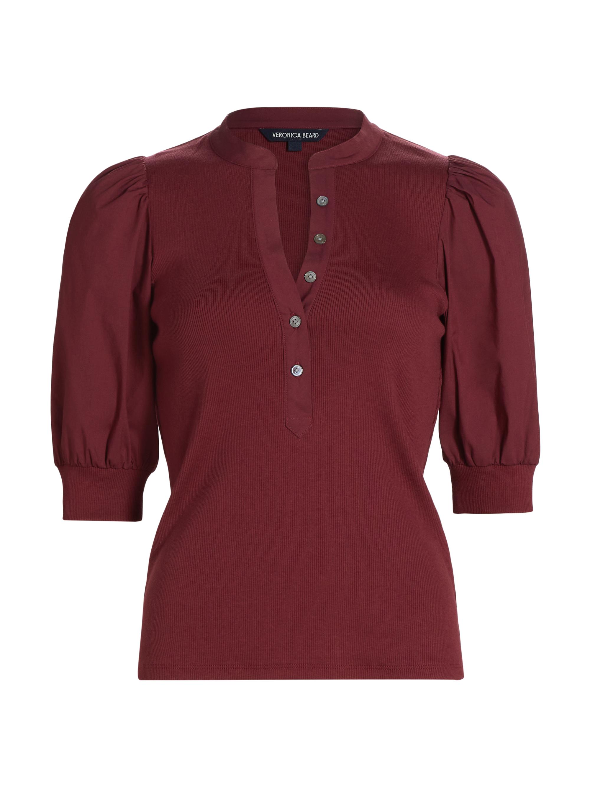 Veronica Beard Women's Coralee Stretch-Cotton Top - Wine