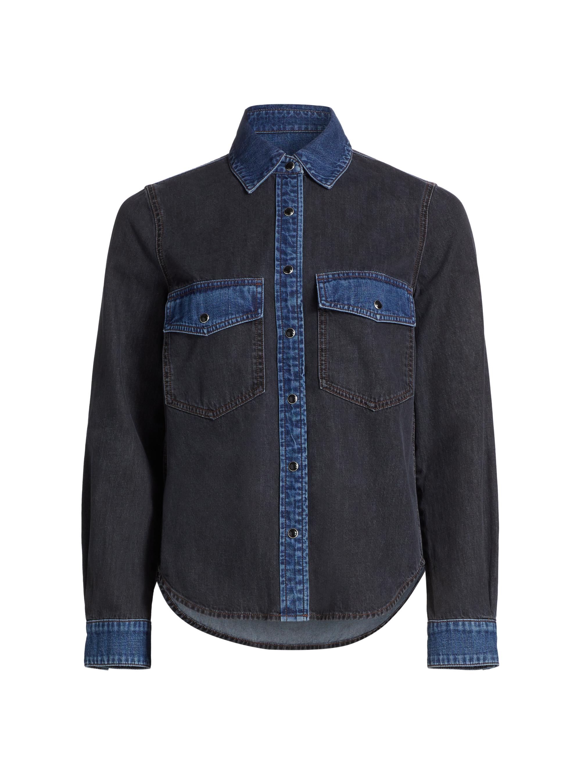 Veronica Beard Women's Noah Colorblocked Denim Shirt - Blue Star Colorblock
