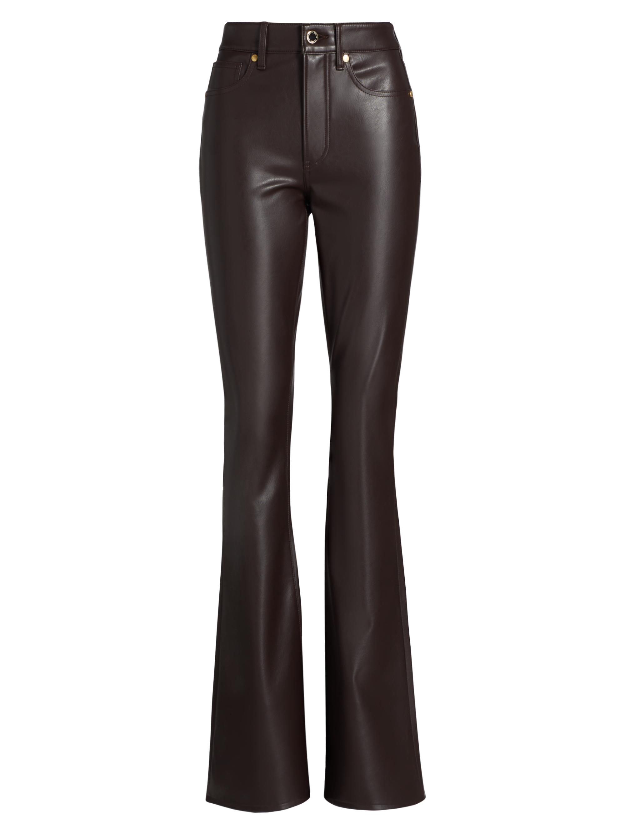 Veronica Beard Women's Beverly High-Rise Faux-Leather Flare Jeans - Dark Chocolate
