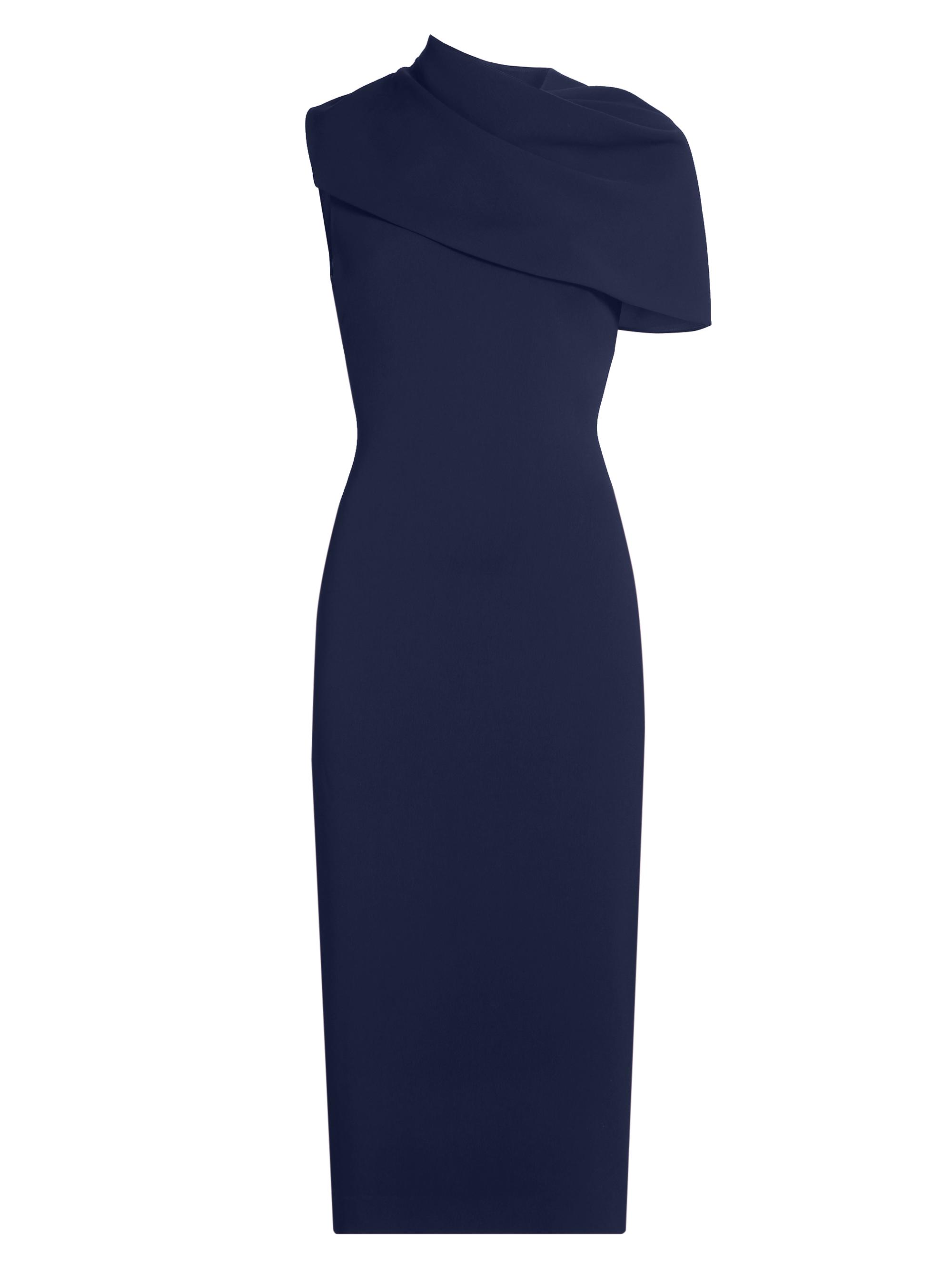 Badgley Mischka Women's Stretch-Crepe Cape-Sleeve Midi-Dress - Navy