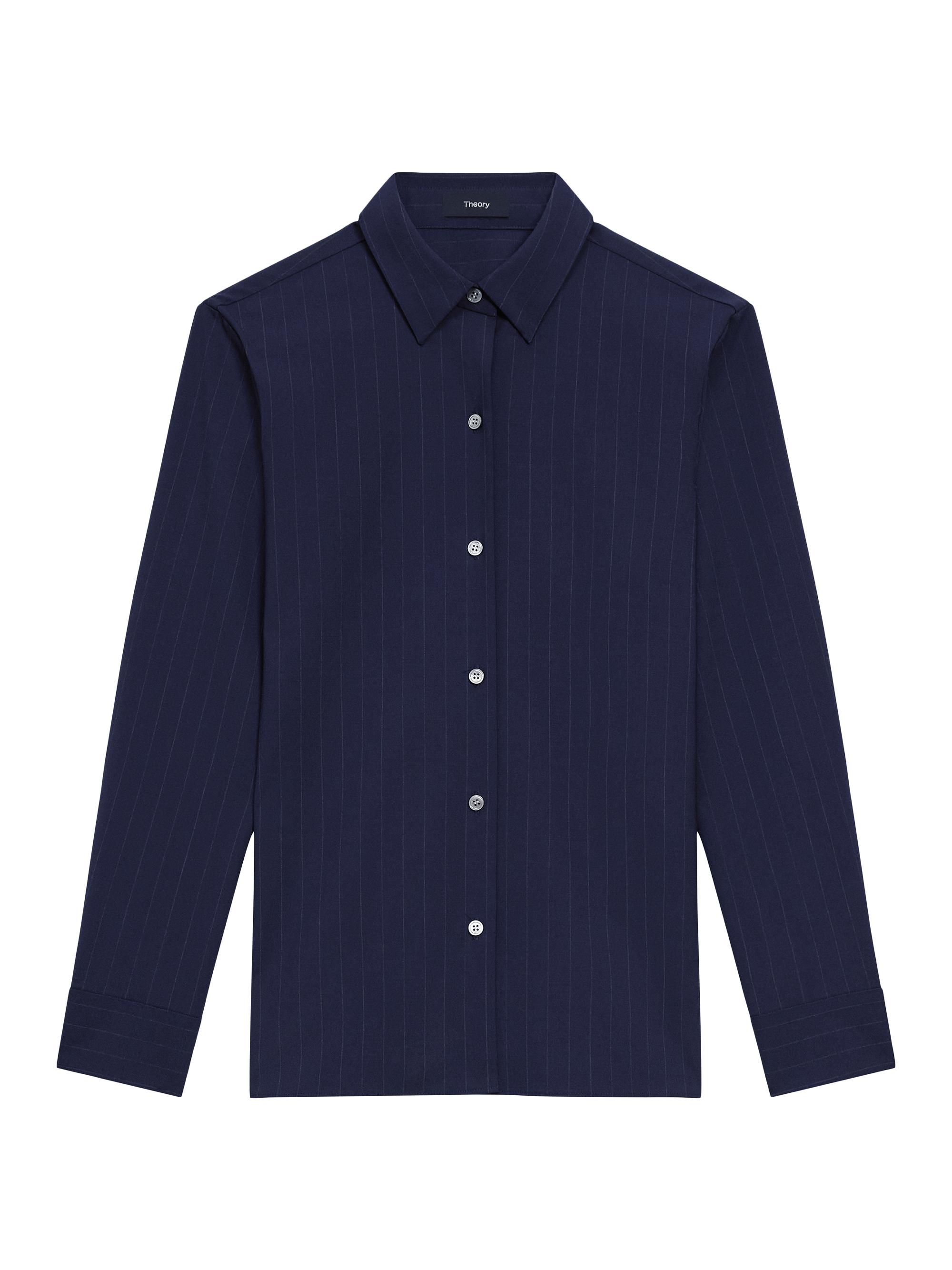 Theory Women's Pinstripe Button-Front Shirt - Navy