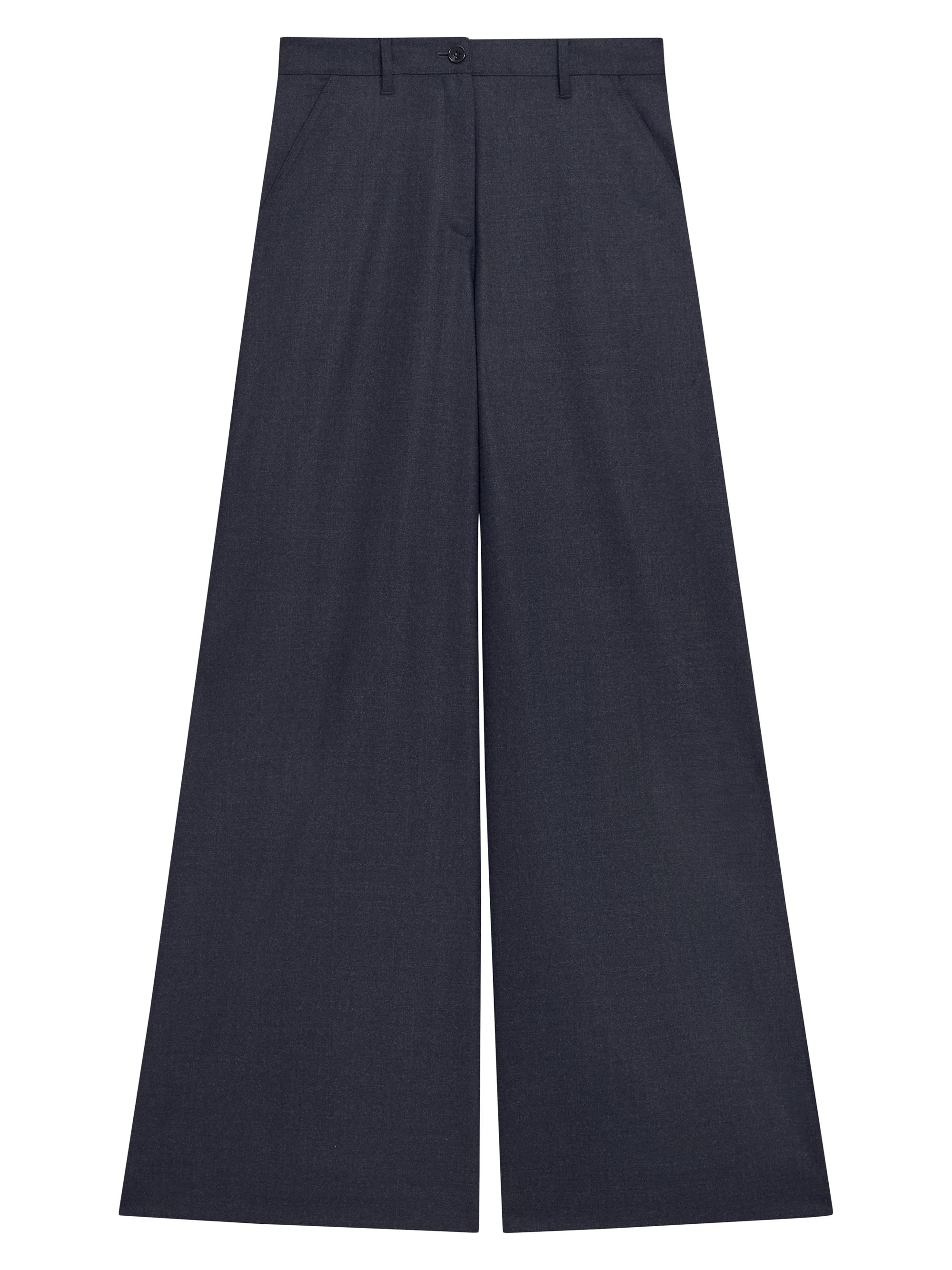 Theory Women's High-Rise Wide-Leg Pants - Charcoal Melange