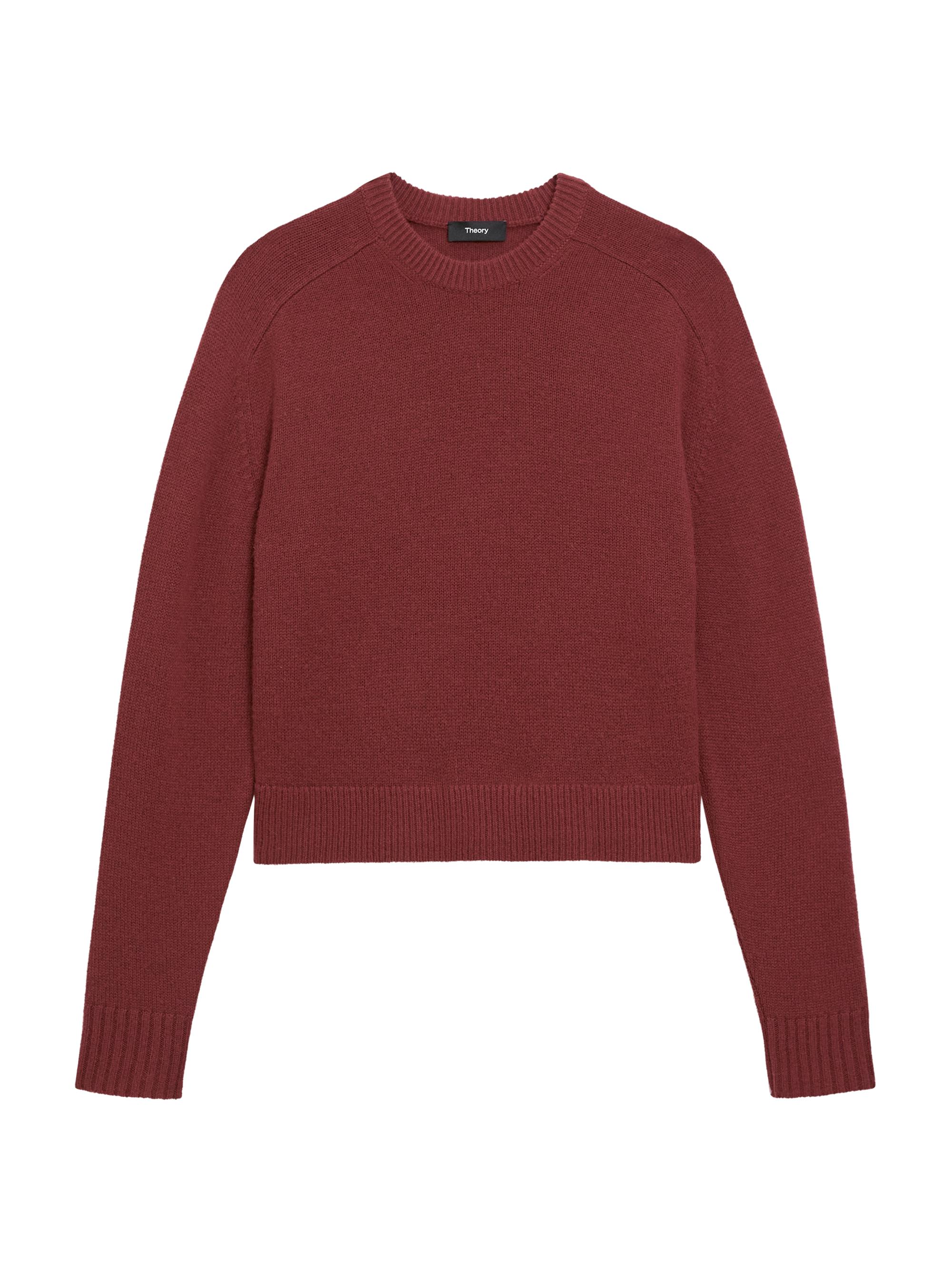 Theory Women's Cashmere Crop Sweater - Oxblood Red