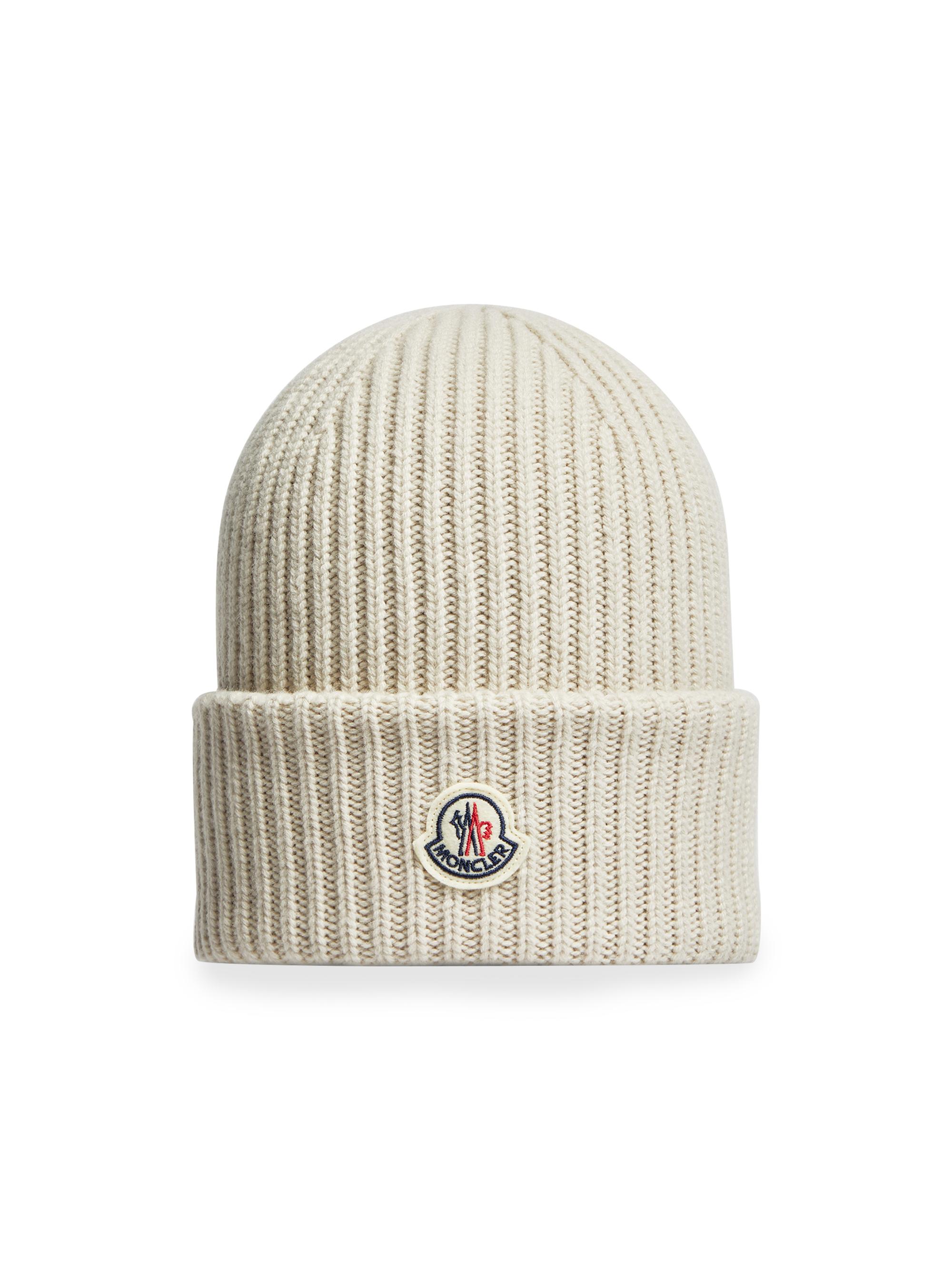 Moncler Men's Logo Patch Cotton Rib Beanie - Black