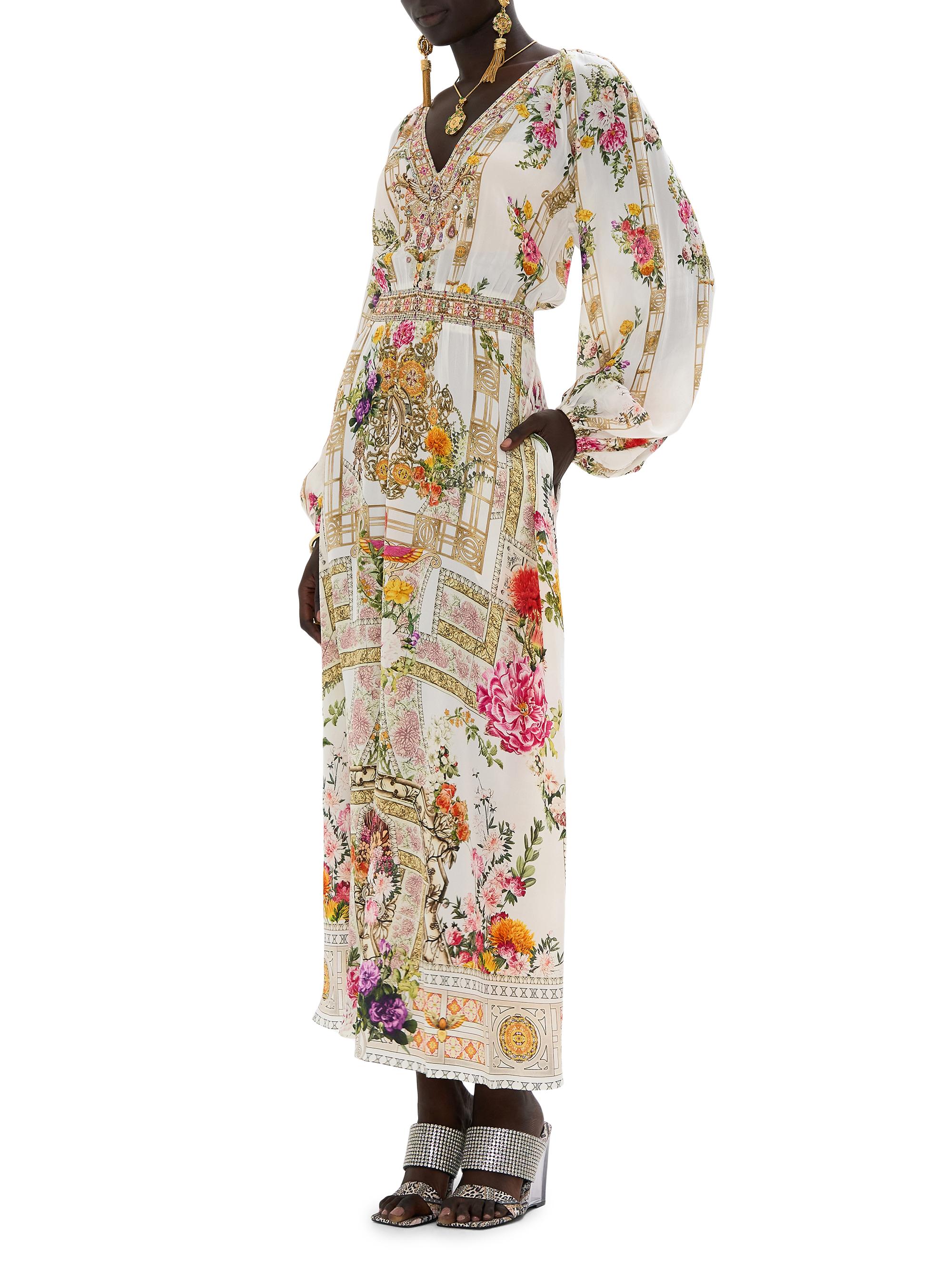 Camilla Egyptian Rose Silk Shirred Midi-Dress | Saks Fifth Avenue