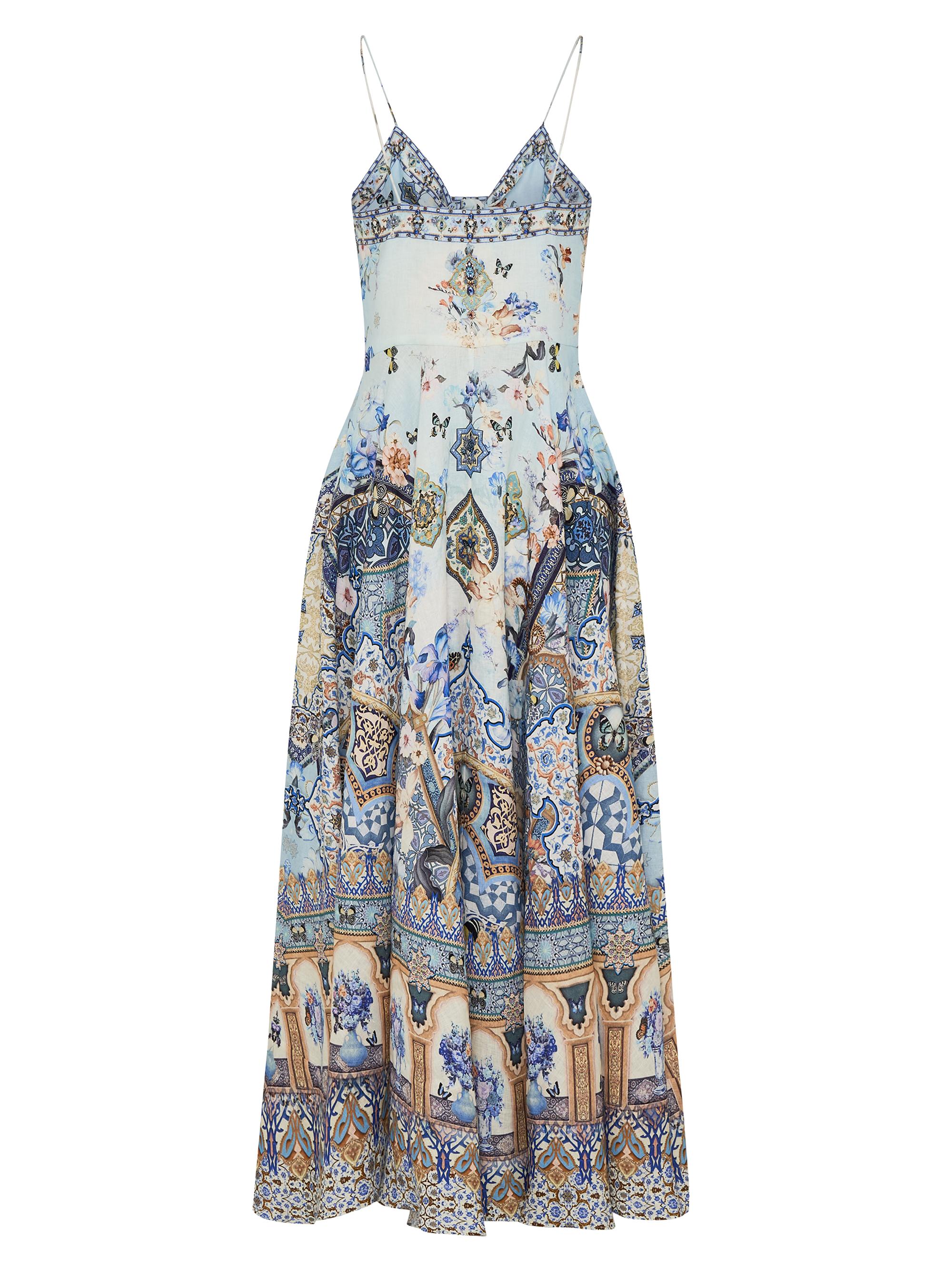 Camilla Al Manial Palace Memoirs Printed Linen Midi-Dress | Saks