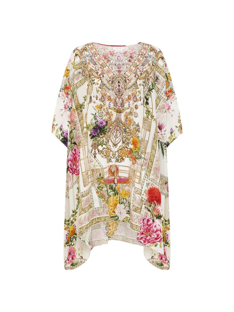 【CAMILLA】embellished プリント silk-organza kaftan Camilla Egyptian Rose Silk Cover-Up Kaftan | Saks Fifth Avenue