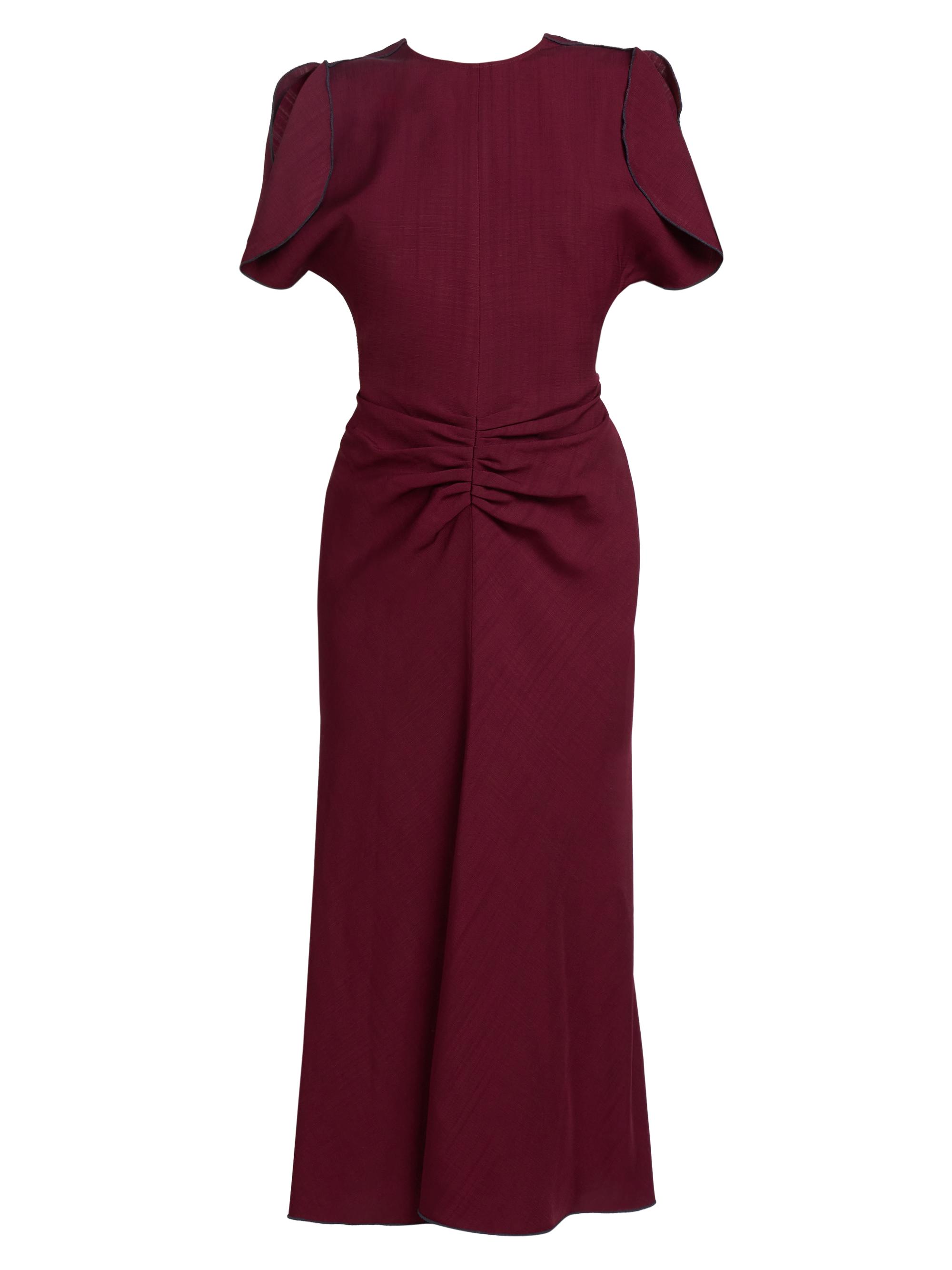 Victoria Beckham Women's Gathered-Waist Midi-Dress - Port