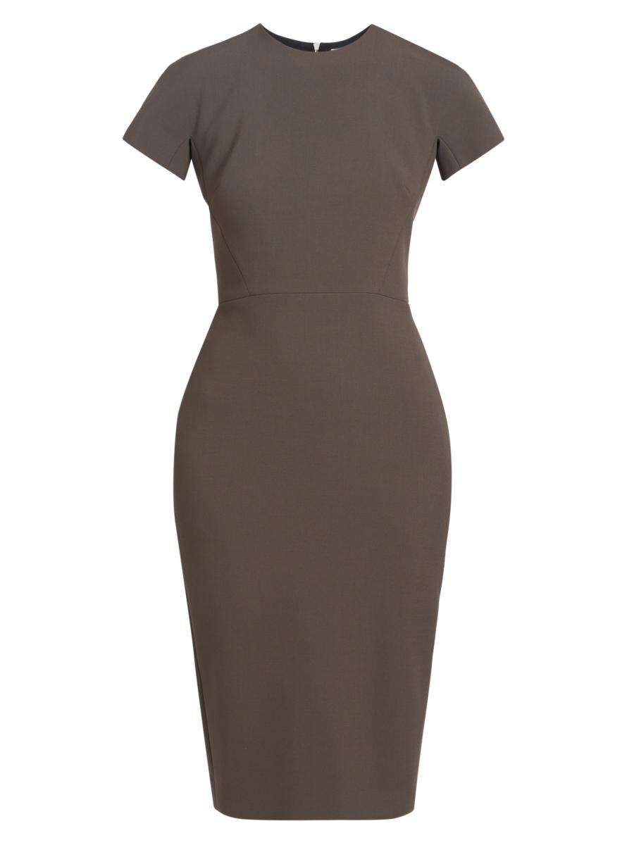 【VICTORIA BECKHAM】フィット T シャツ クレープ ミディドレス Victoria Beckham Stretch Wool T-Shirt Fitted Dress | Saks