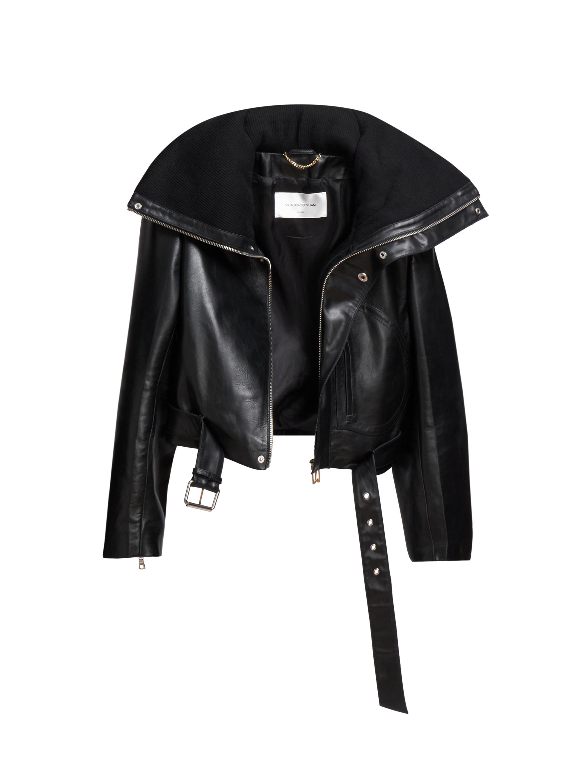 Victoria Beckham Cropped Leather Biker Jacket | Saks Fifth Avenue