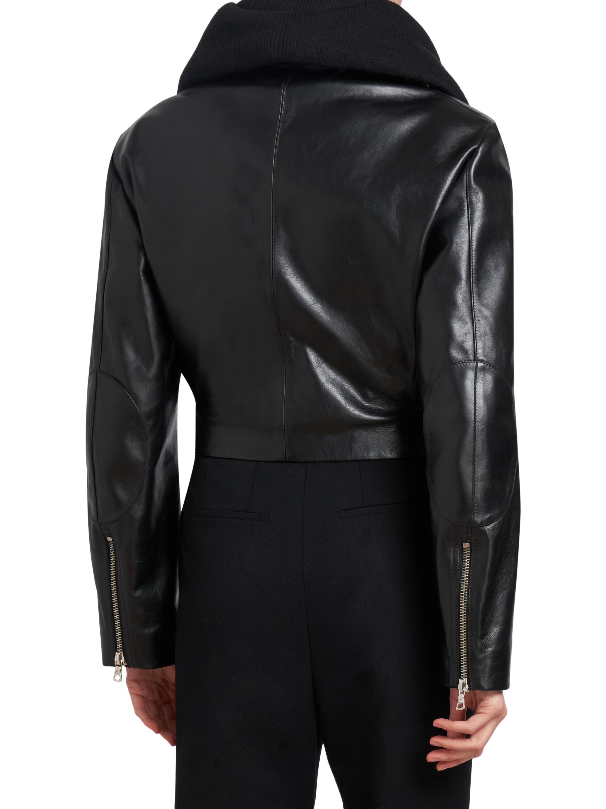 Victoria Beckham Cropped Leather Biker Jacket | Saks Fifth Avenue