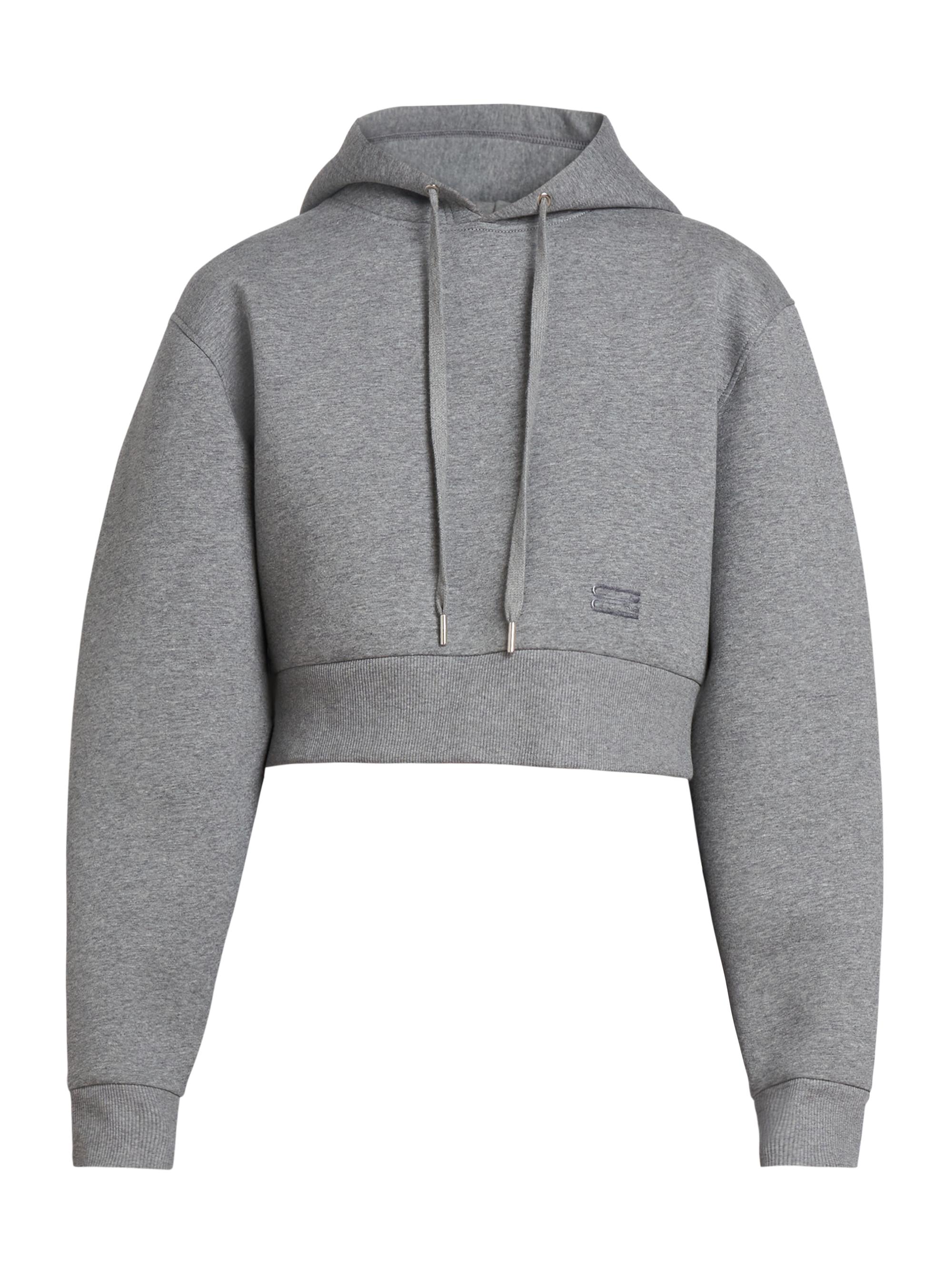 Victoria Beckham Women's Neoprene Cropped Hoodie - Grey Marl