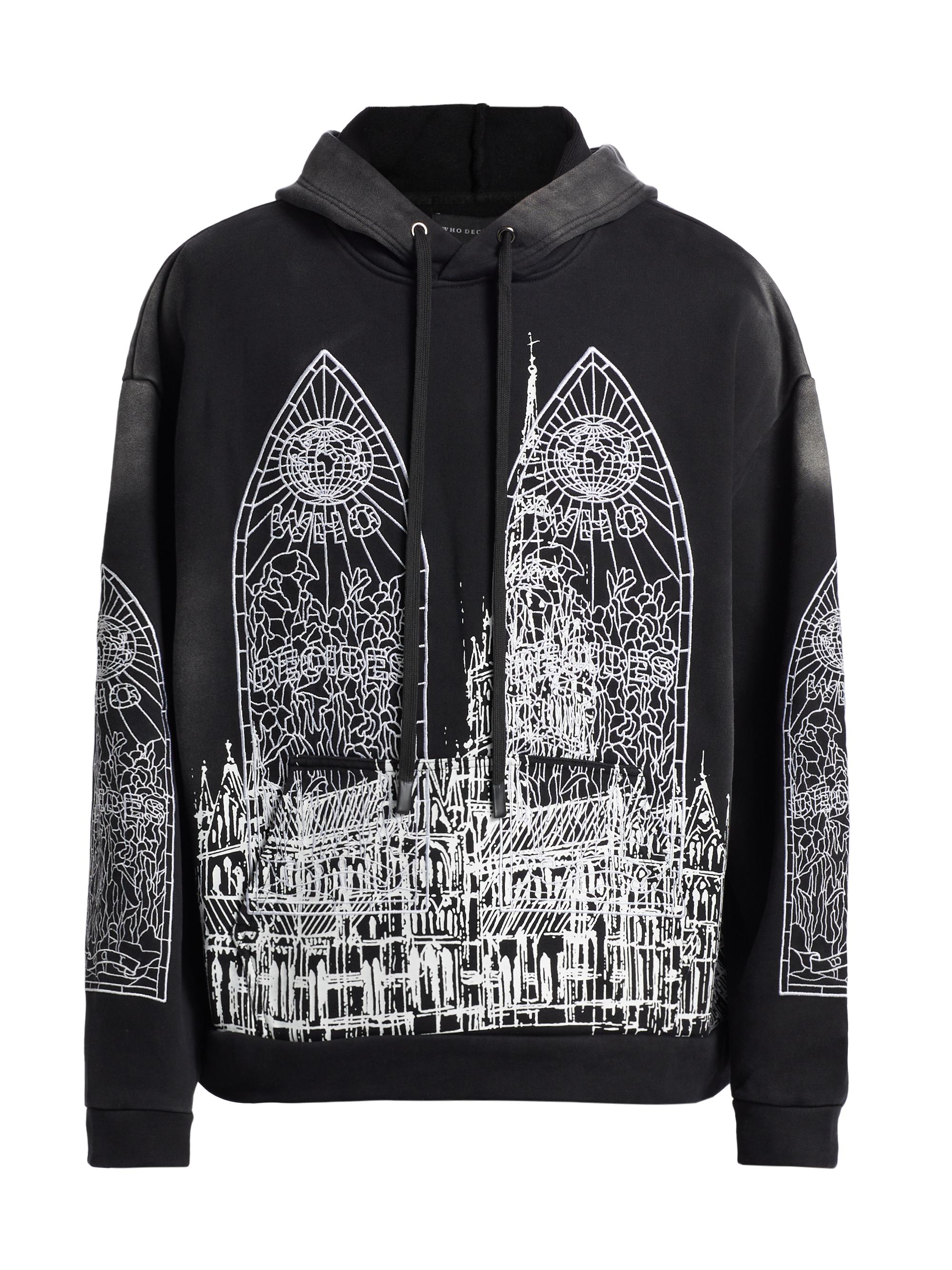 Who Decides War Men's Cathedral Abstract Cotton Hoodie - Coal