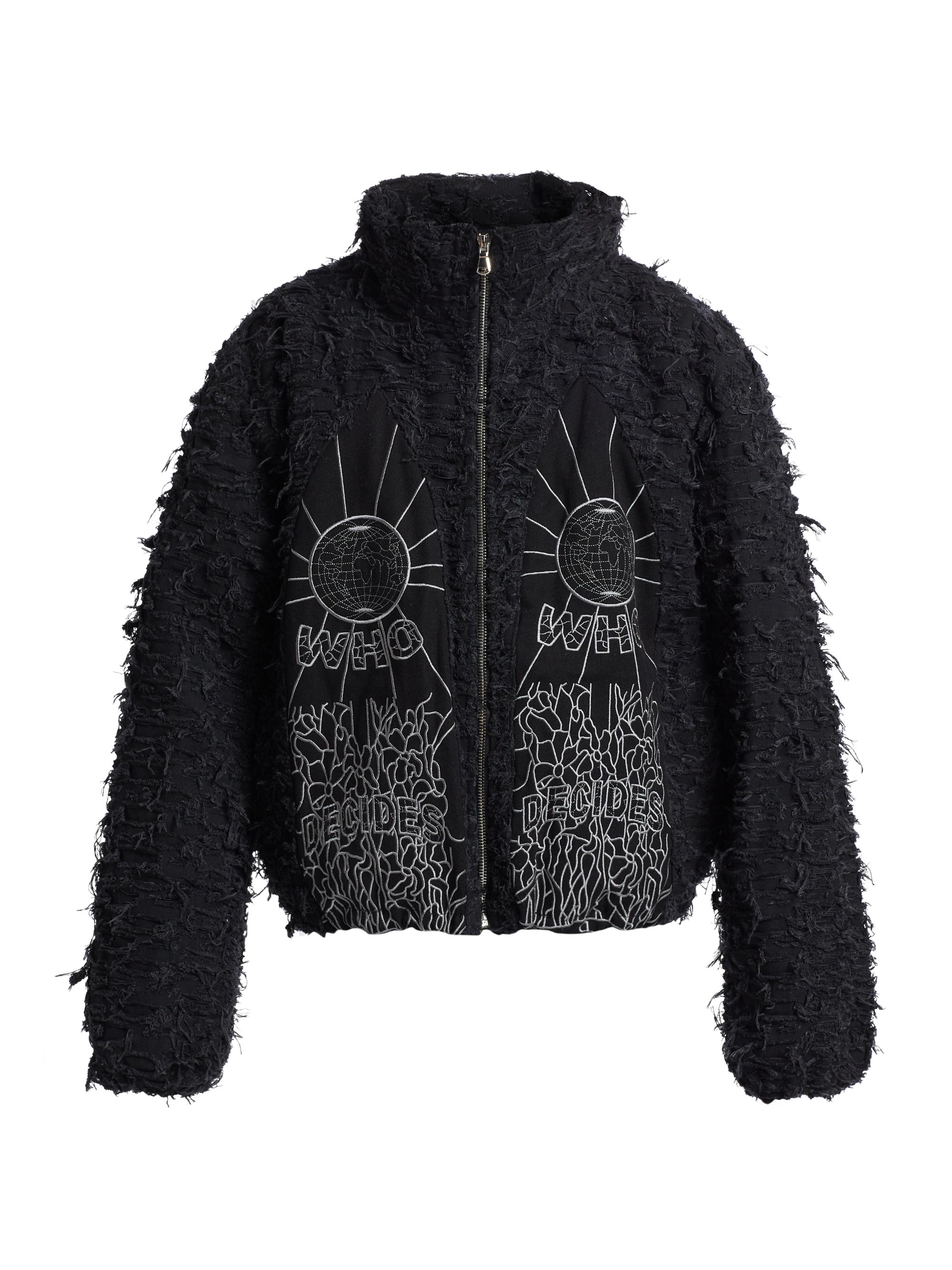 Who Decides War Men's Husk Embroidered Cotton Zip Jacket - Coal